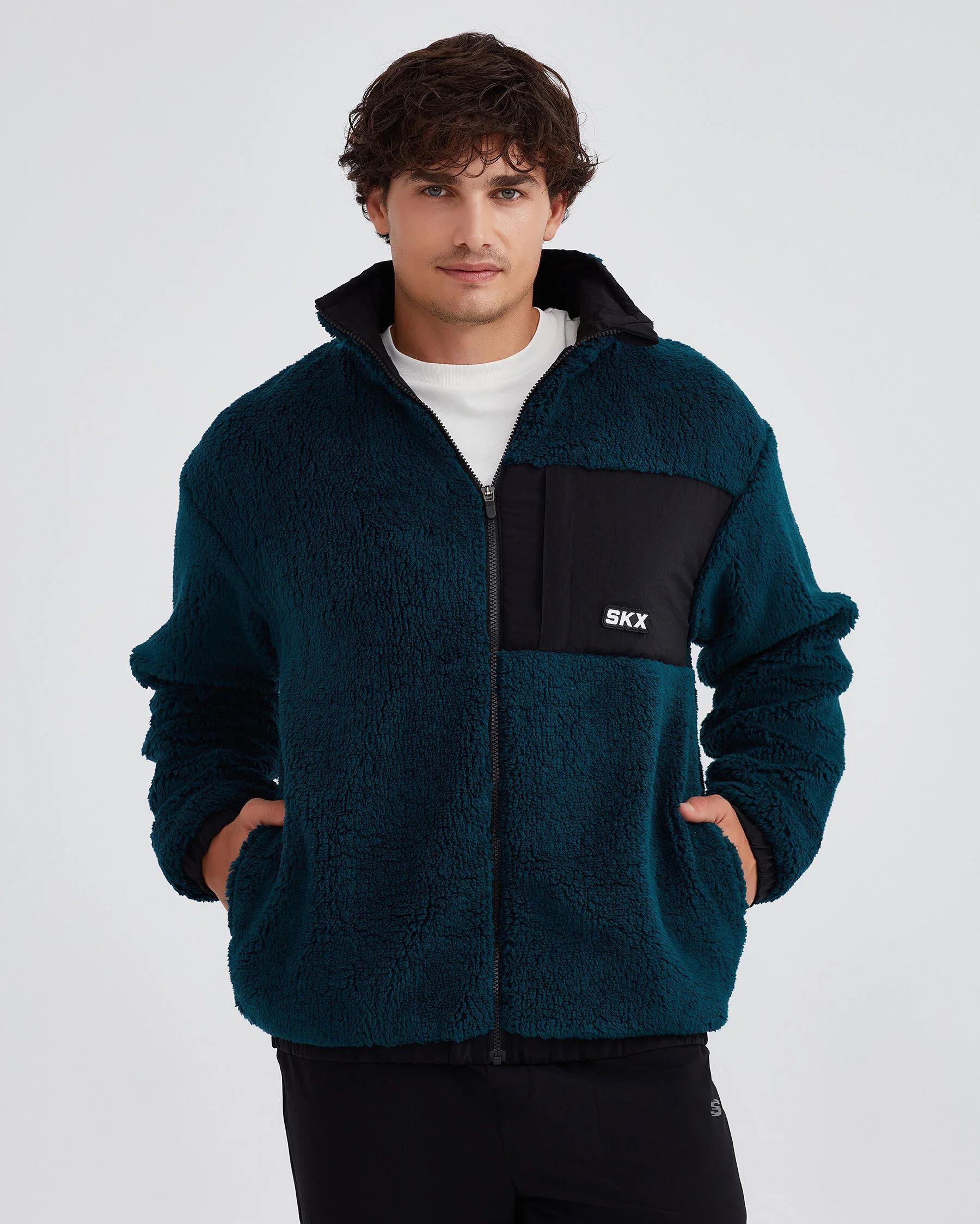 Skechers M Outdoor Fleece Full Zip Sherpa Erkek Lacivert Polar