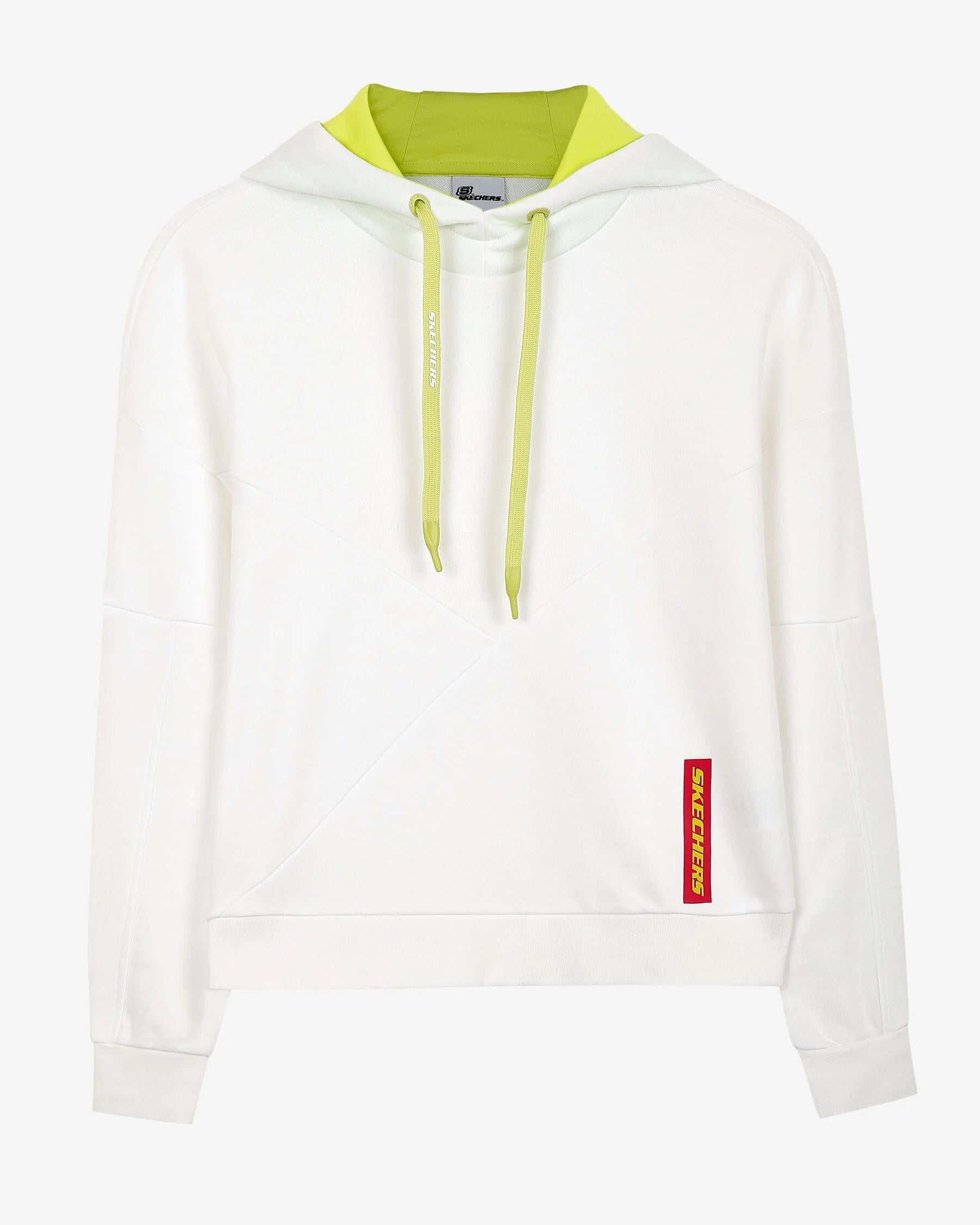 Skechers W LW Fleece Fabric Block Hoodie Sweatshirt Kadın Beyaz Kapşonlu Sweat