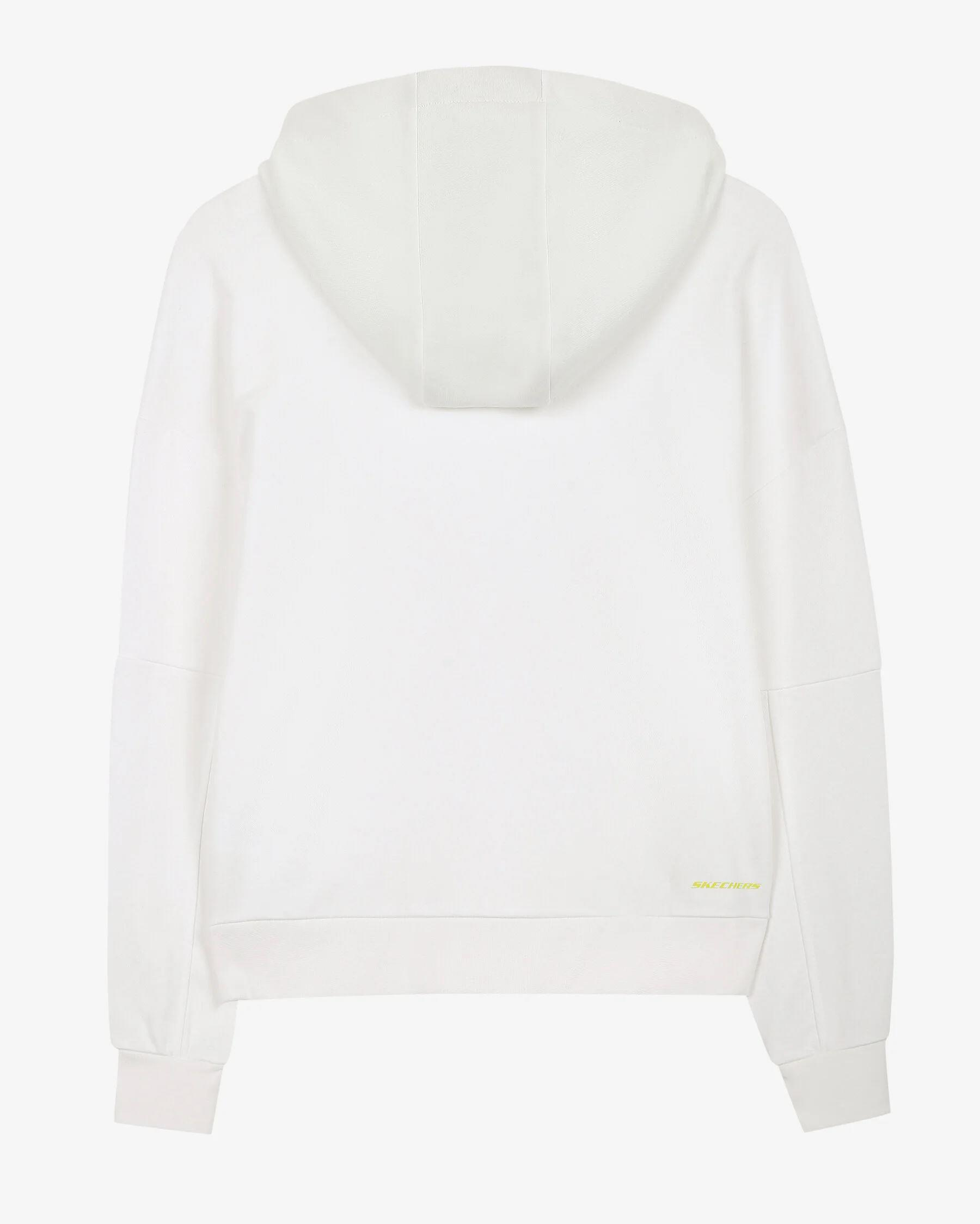 Skechers W LW Fleece Fabric Block Hoodie Sweatshirt Kadın Beyaz Kapşonlu Sweat