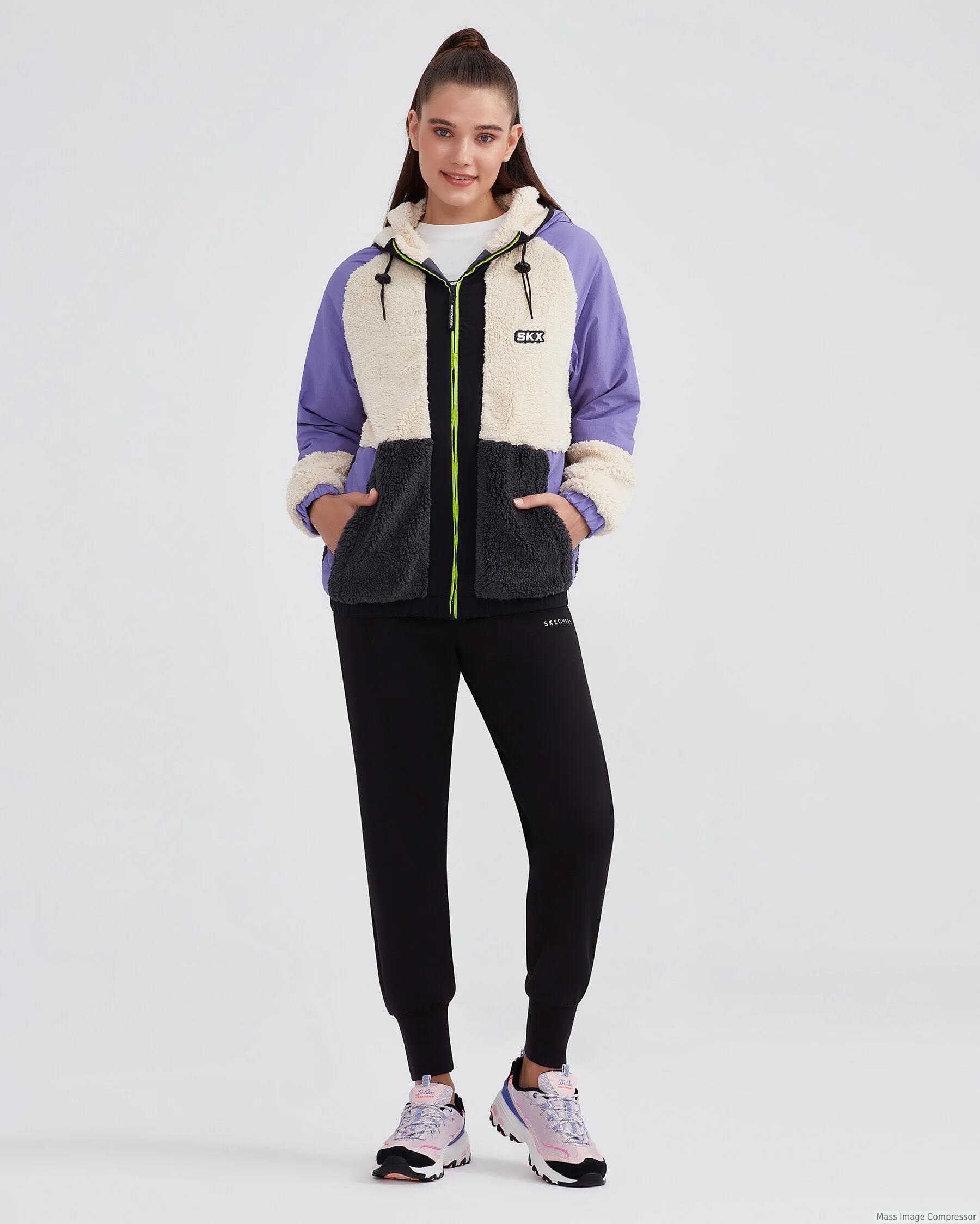 Skechers W Outdoor Fleece Full Zip Sherpa Kadın Beyaz Mont