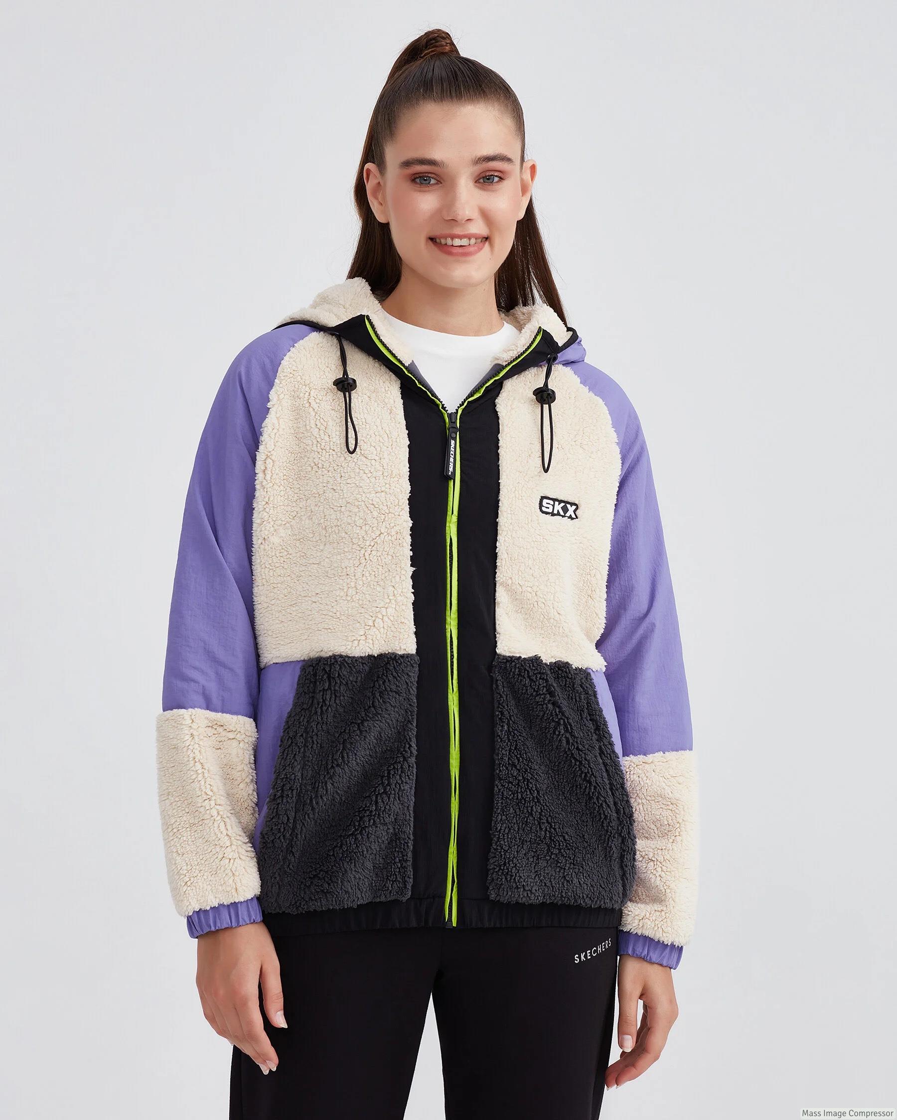 Skechers W Outdoor Fleece Full Zip Sherpa Kadın Beyaz Mont