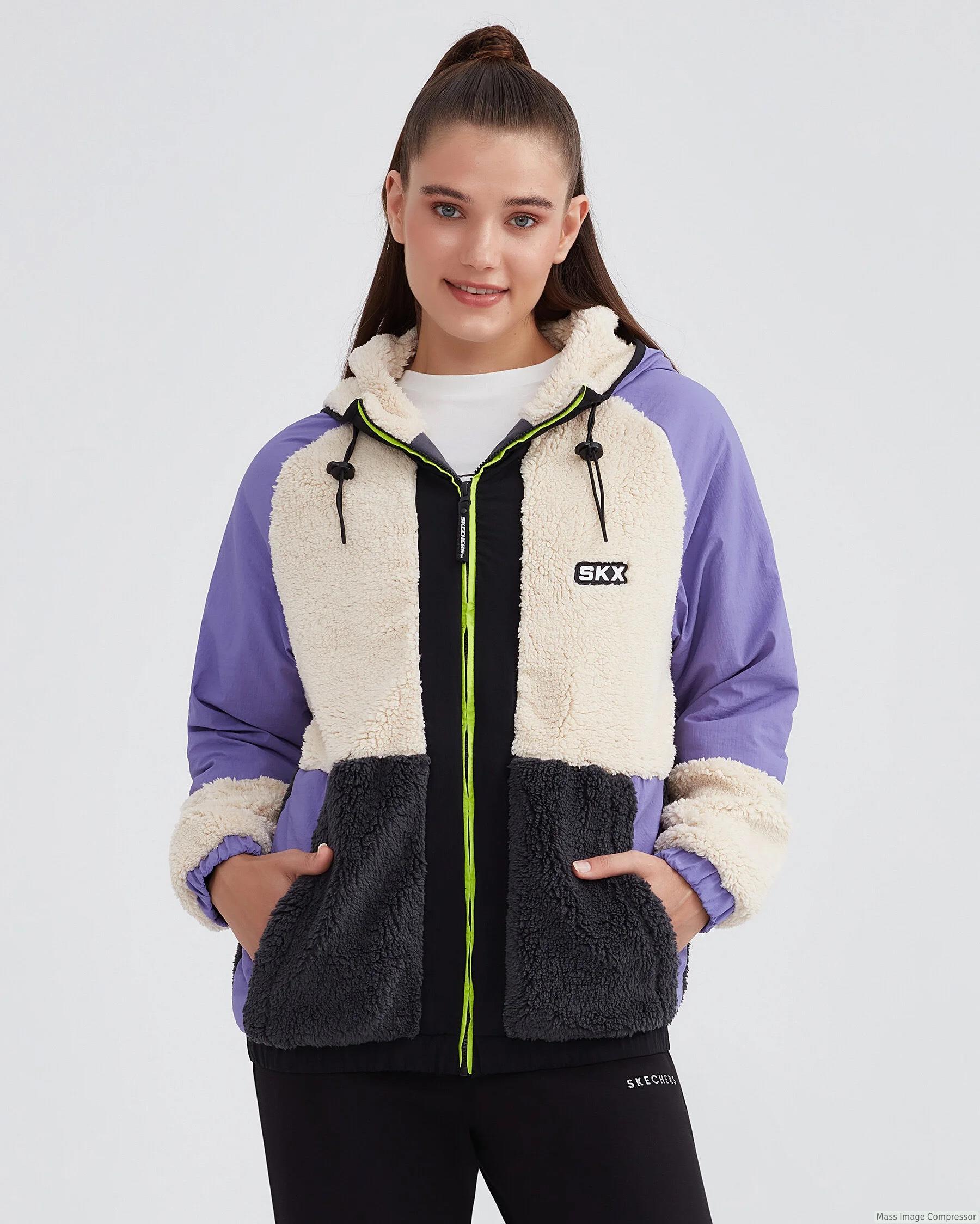 Skechers W Outdoor Fleece Full Zip Sherpa Kadın Beyaz Mont