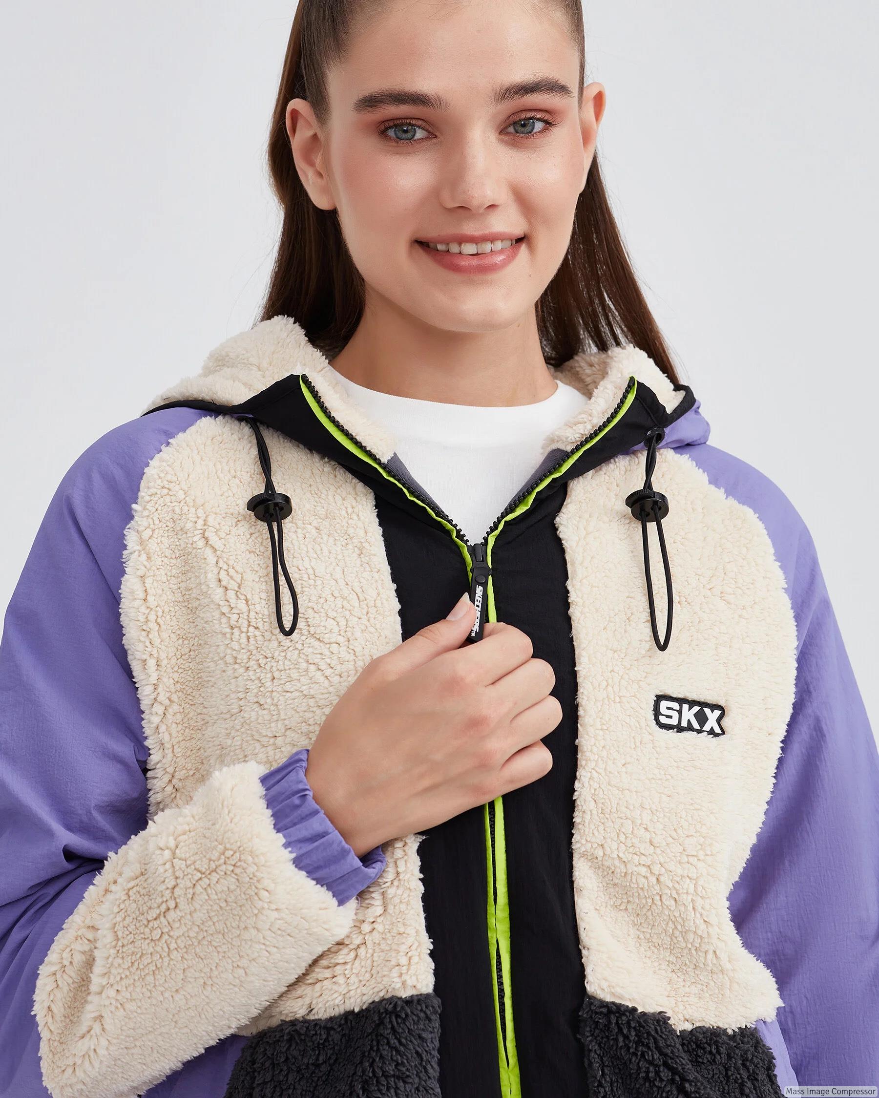 Skechers W Outdoor Fleece Full Zip Sherpa Kadın Beyaz Mont