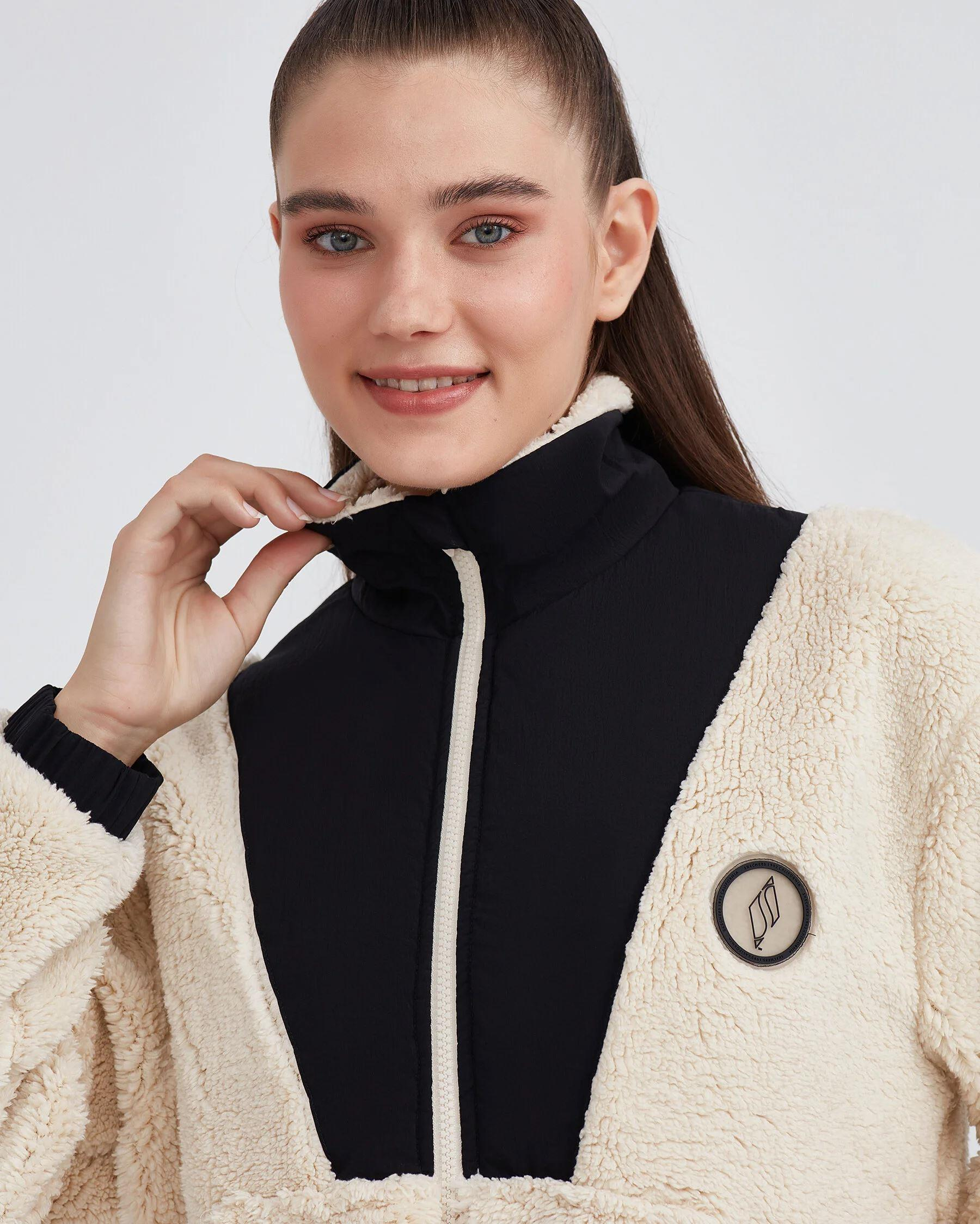 Skechers W Outdoor Fleece Half Zip Sherpa Kadın Beyaz Polar