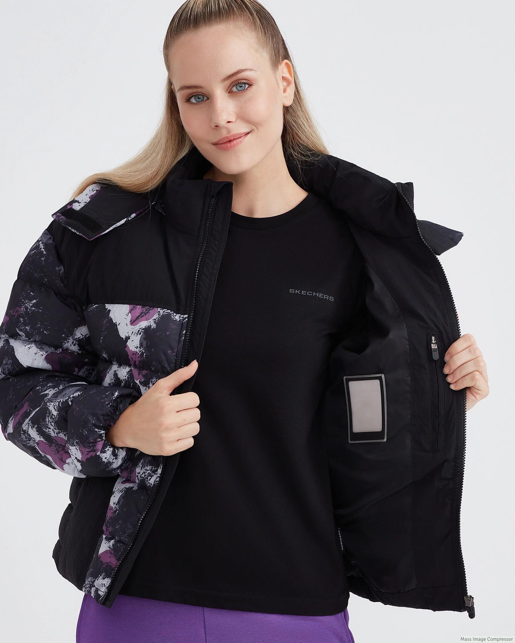 Skechers W Outerwear Padded Jacket Kadın Siyah Mont
