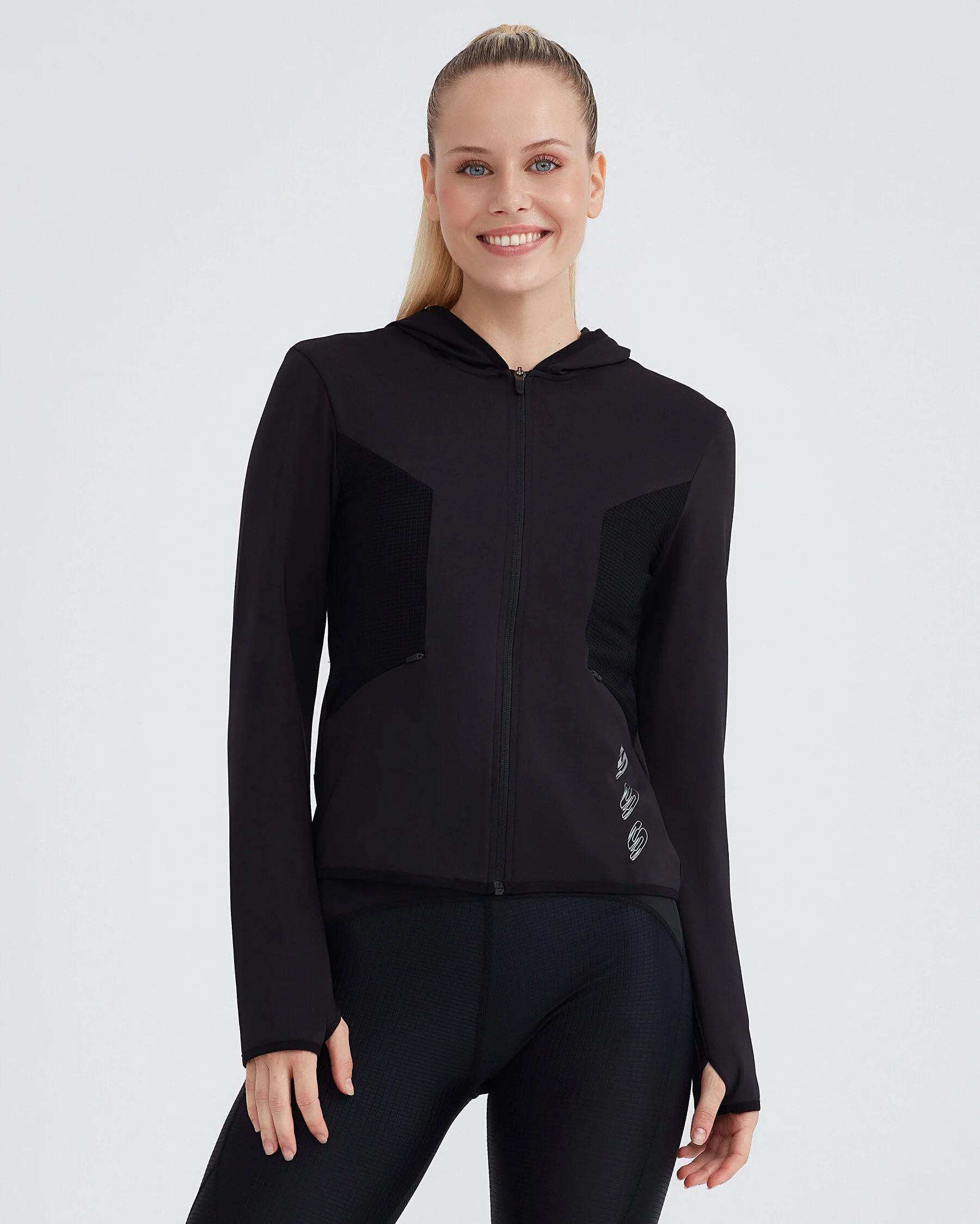 Skechers W Performance Coll. Full Zip Sweatshirt Kadın Siyah Tam Fermuarlı Sweat