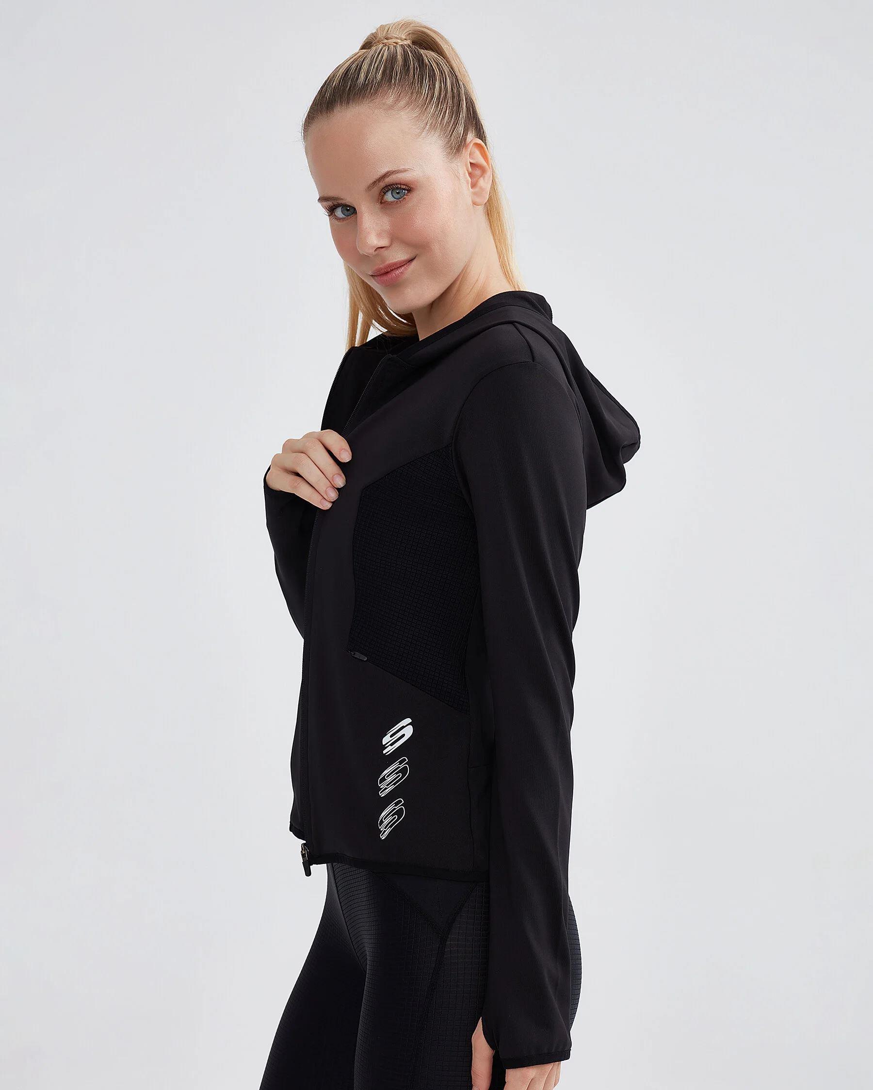 Skechers W Performance Coll. Full Zip Sweatshirt Kadın Siyah Tam Fermuarlı Sweat