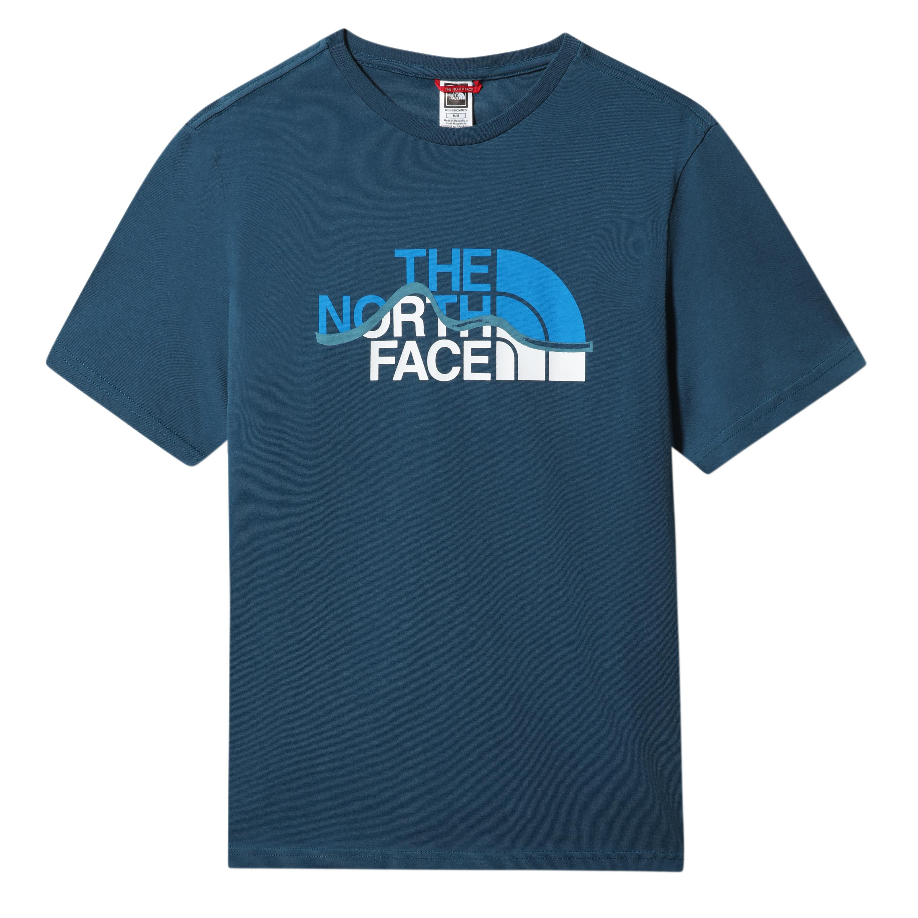 The North Face M S/S Mountain Line Tee - Eu Erkek Mavi Bisiklet Yaka Tshirt