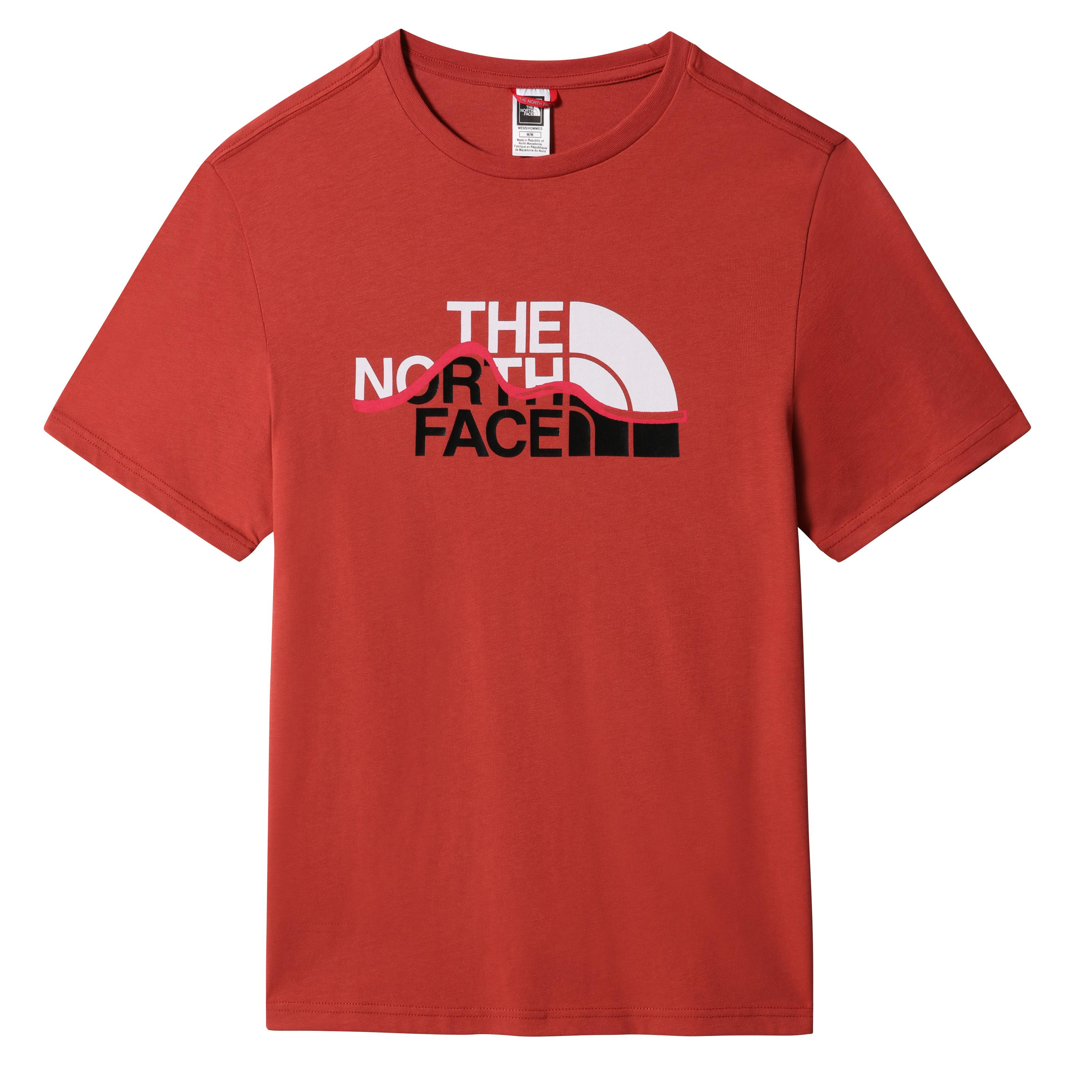 The North Face M S/S Mountain Line Tee - Eu Erkek Kirmizi Bisiklet Yaka Tshirt