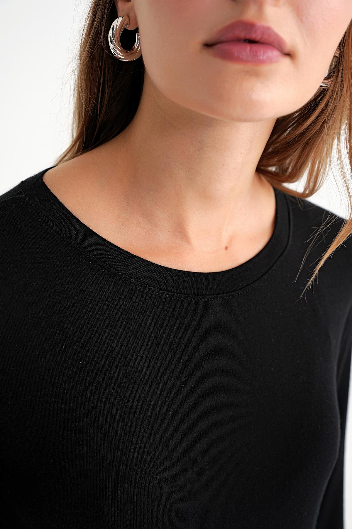 2014 Kadın Bisiklet Yaka Yazlık Transparan Bluz Siyah