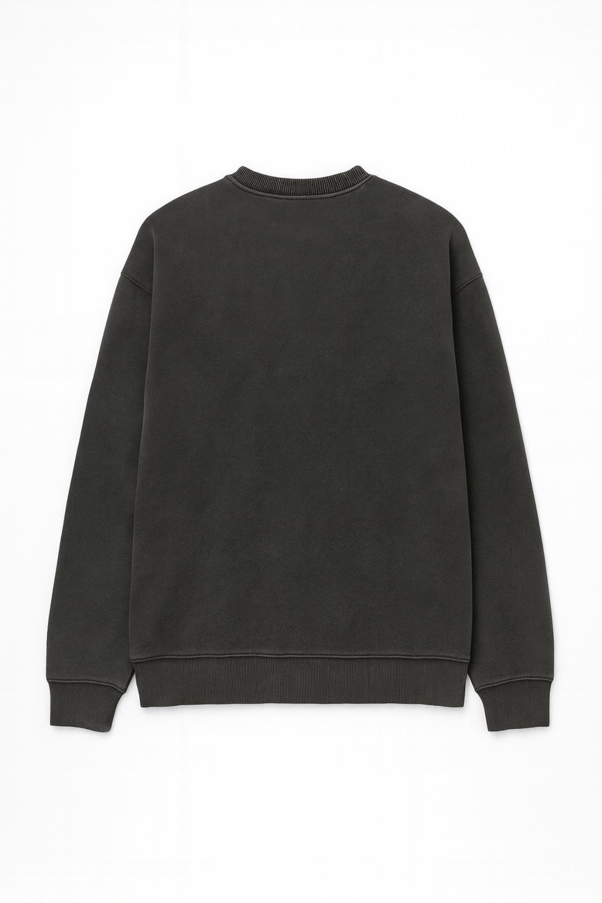 2020 Kadın NYC Nakışlı Taş Yıkama 3 İplik Sweatshirt Antrasit