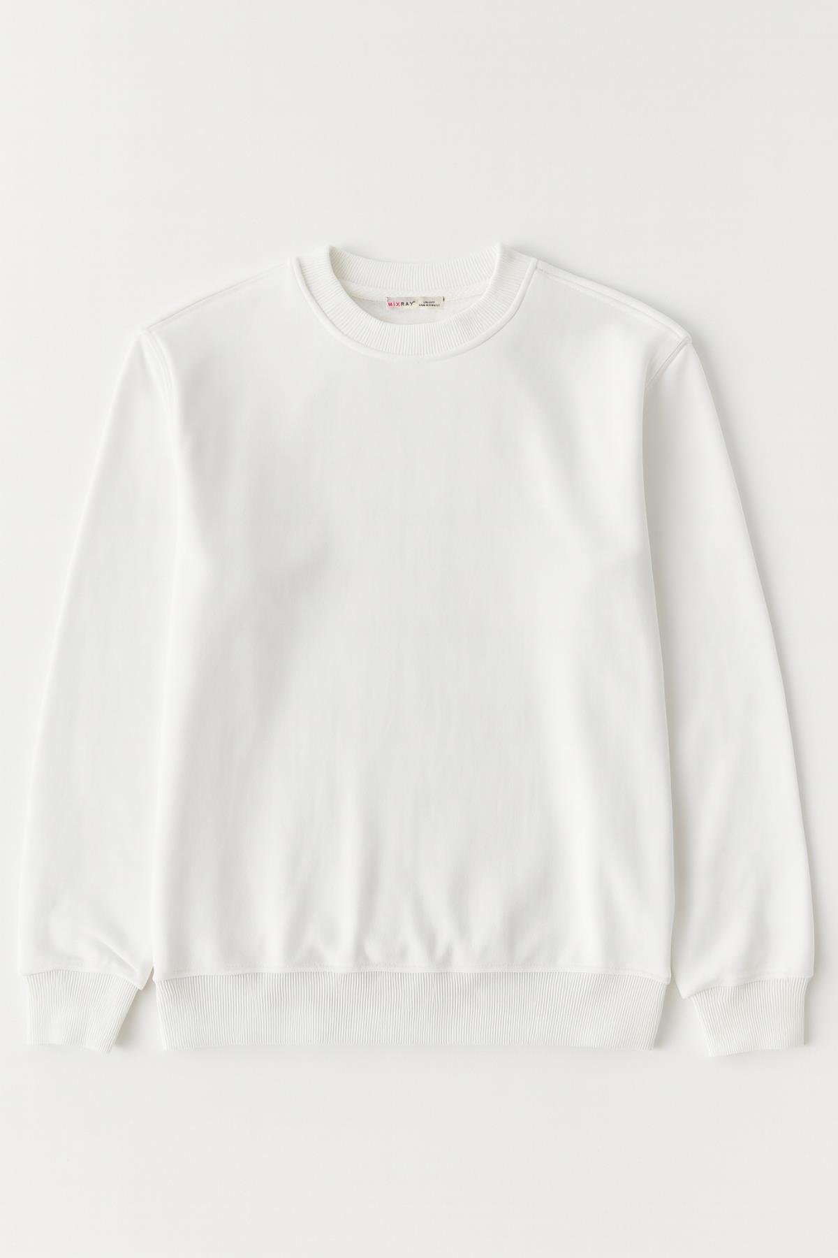 2021 Kadın Basic 3 İplik Sweatshirt Beyaz