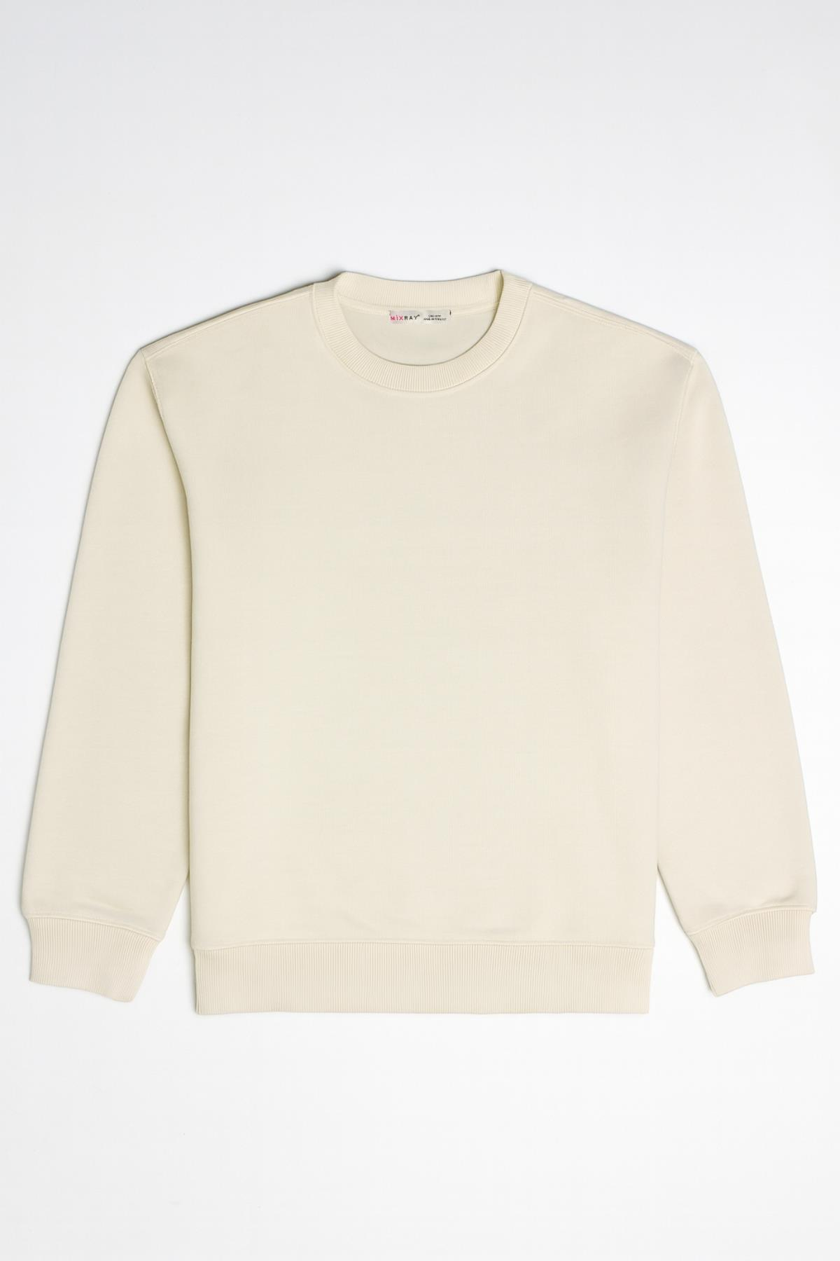 2021 Kadın Basic 3 İplik Sweatshirt Bej