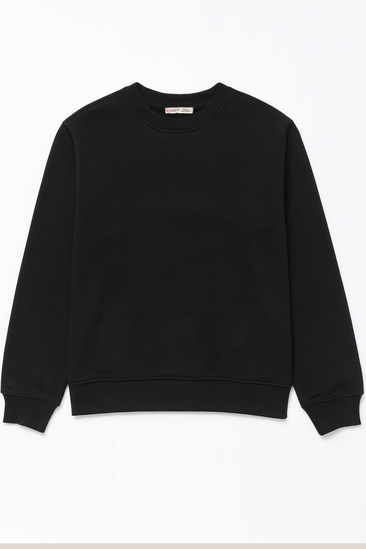 2021 Kadın Basic 3 İplik Sweatshirt Siyah