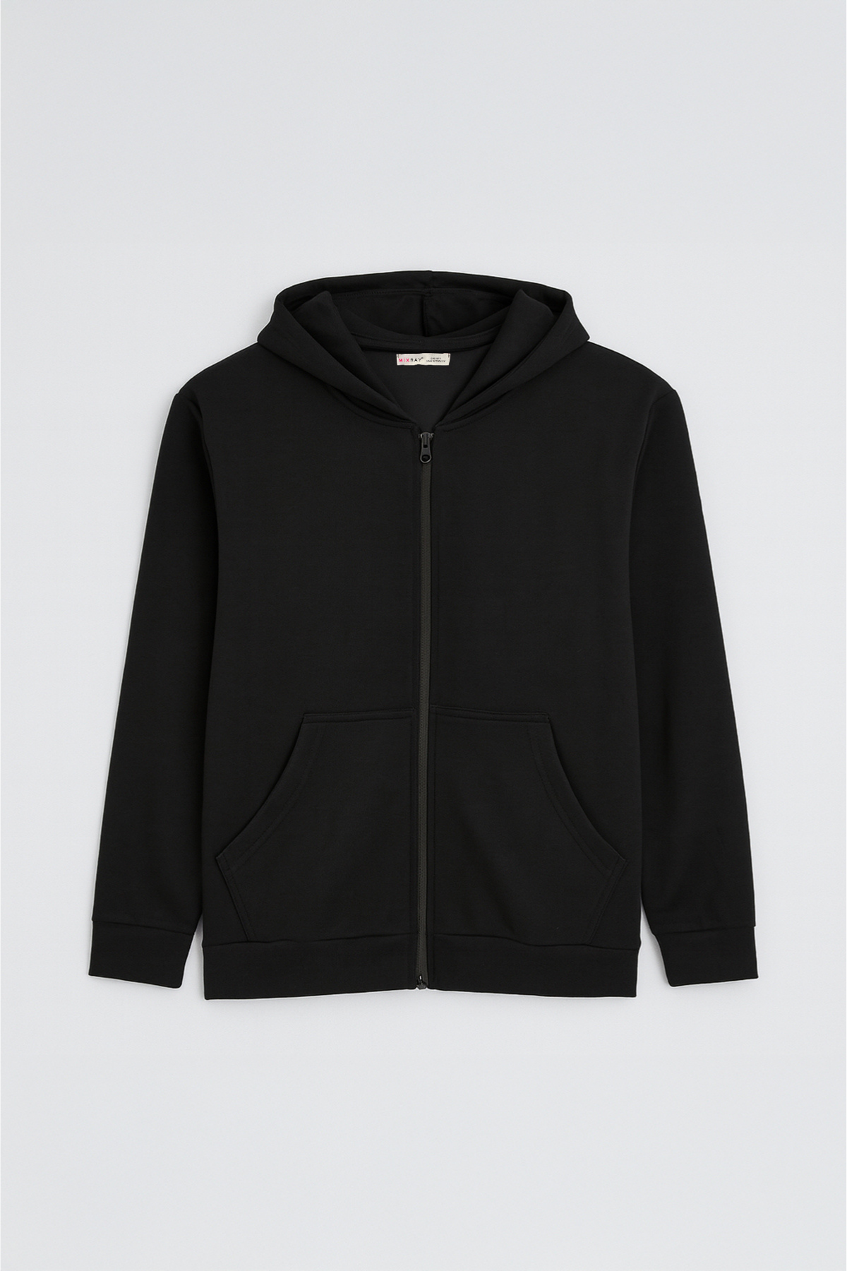 2025 Kadın Fermuarlı Basic Kapüşonlu Modal Sweatshirt Hoodie Siyah