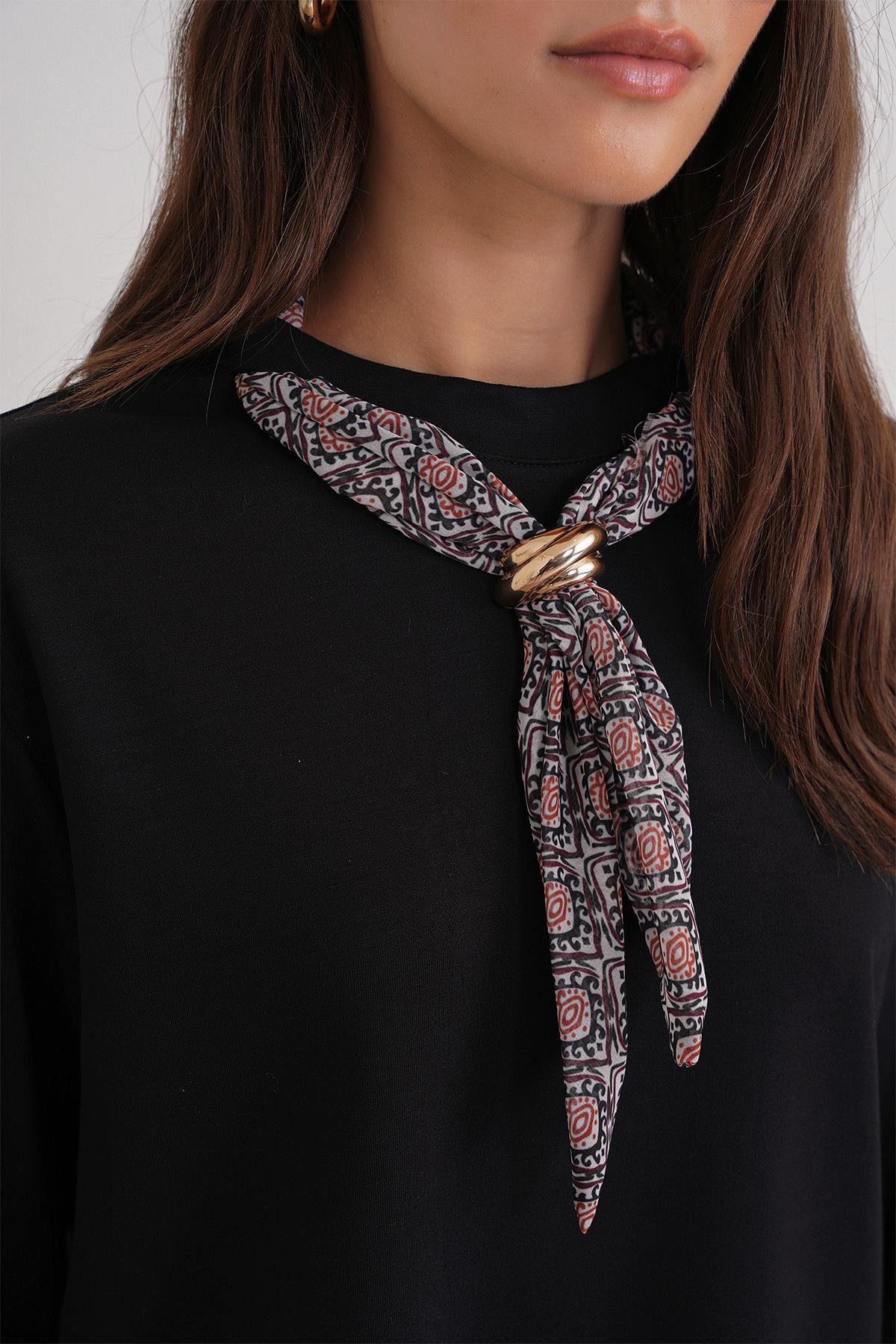 2026 Kadın Fular Detaylı Modal Alt Üst Eşofman Takım Siyah