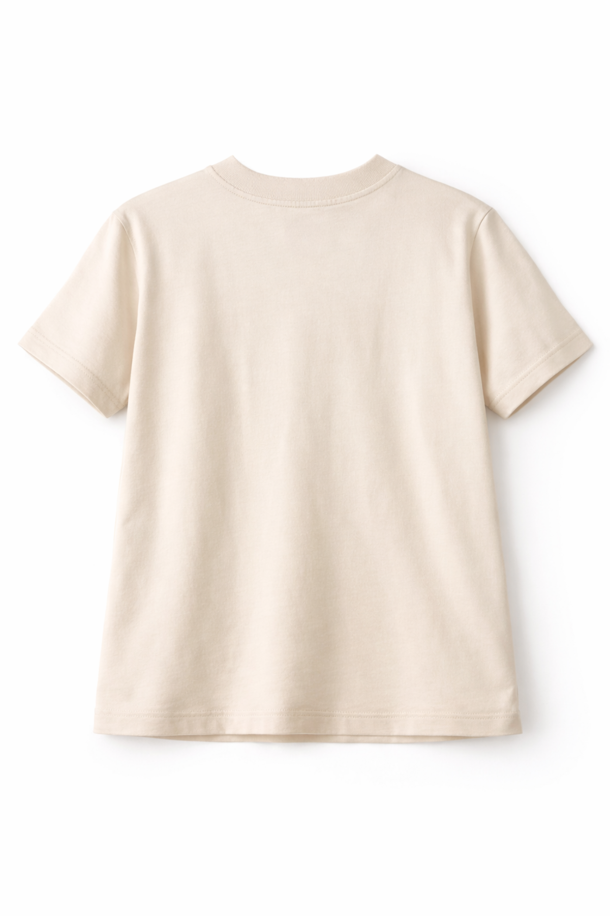 2056 Kadın %100 Pamuk Kalp Nakışlı Bisiklet Yaka T-shirt Bej