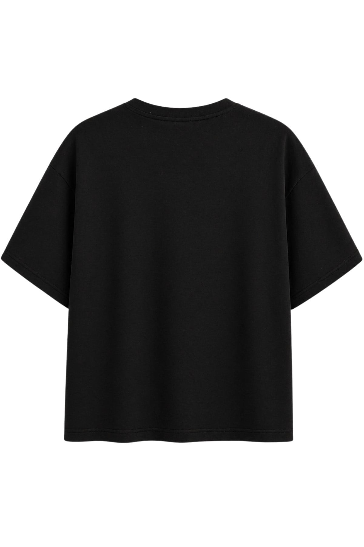 2101 Kadın Bisiklet Yaka Soft Oversize Basic T-Shirt Siyah