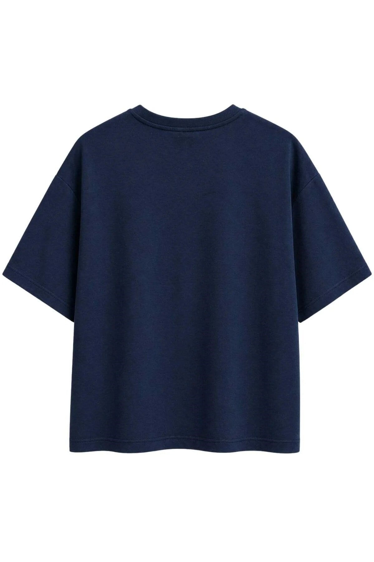 2101 Kadın Bisiklet Yaka Soft Oversize Basic Modal T-Shirt Lacivert