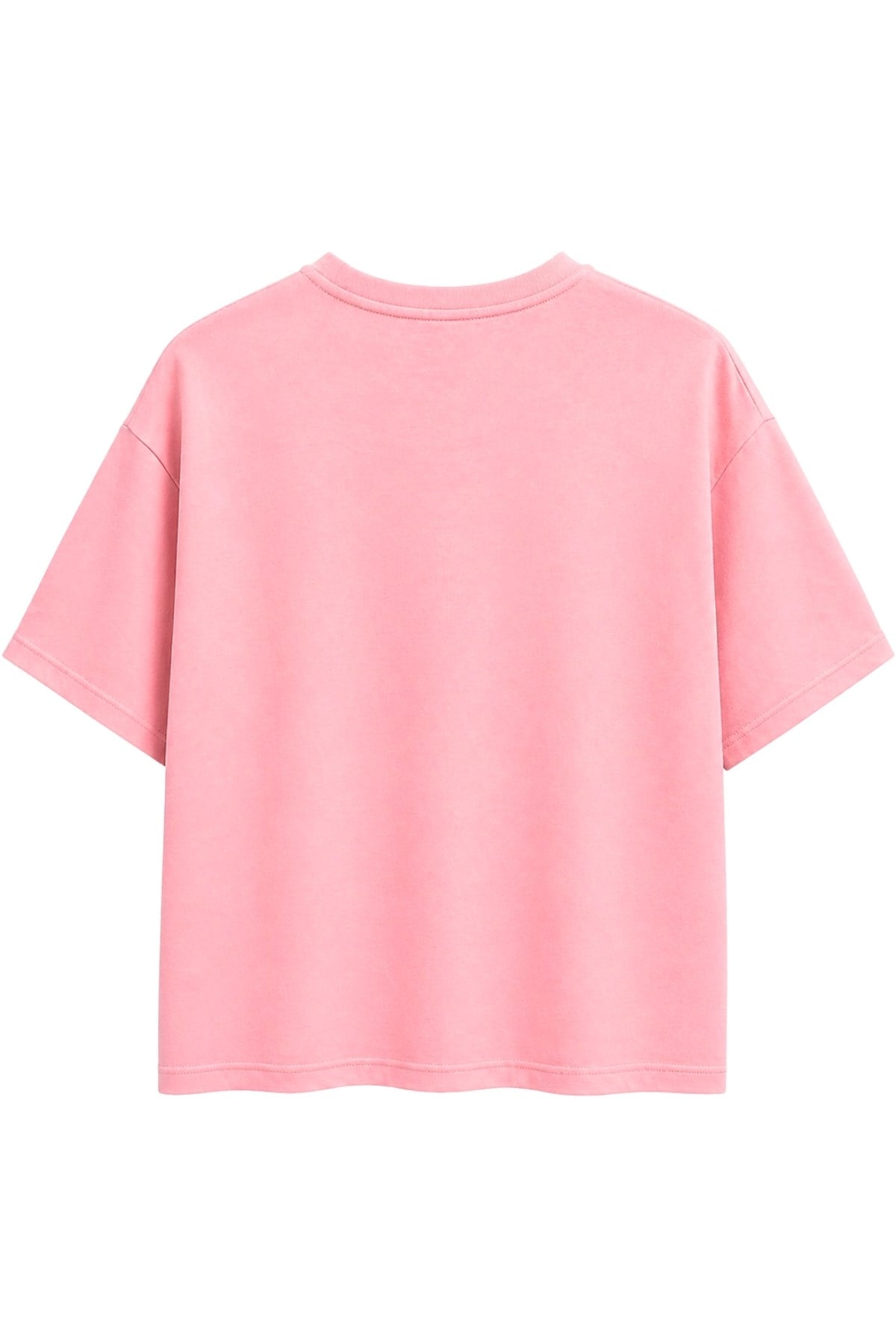 2101 Kadın Bisiklet Yaka Soft Oversize Basic T-Shirt Pembe