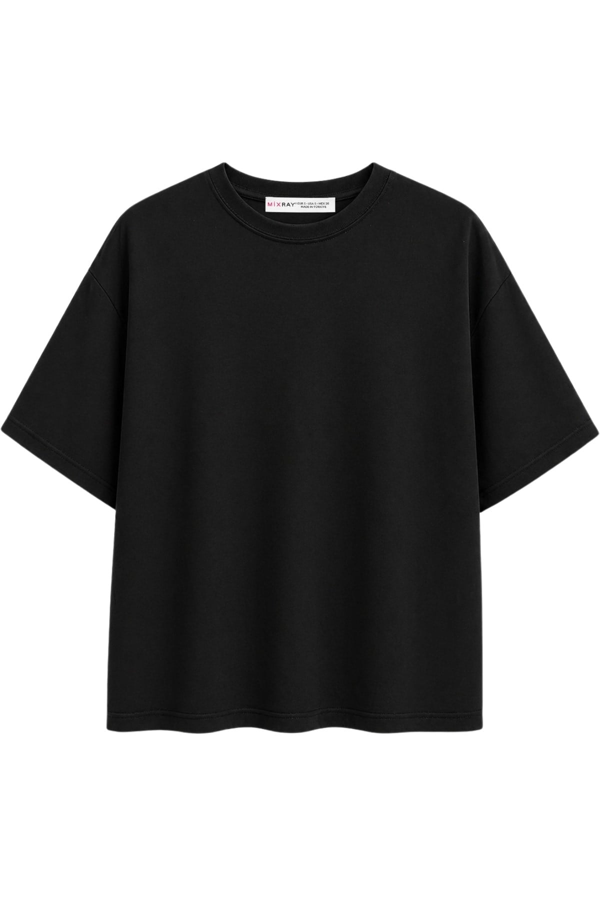 2101 Kadın Bisiklet Yaka Soft Oversize Basic T-Shirt Siyah