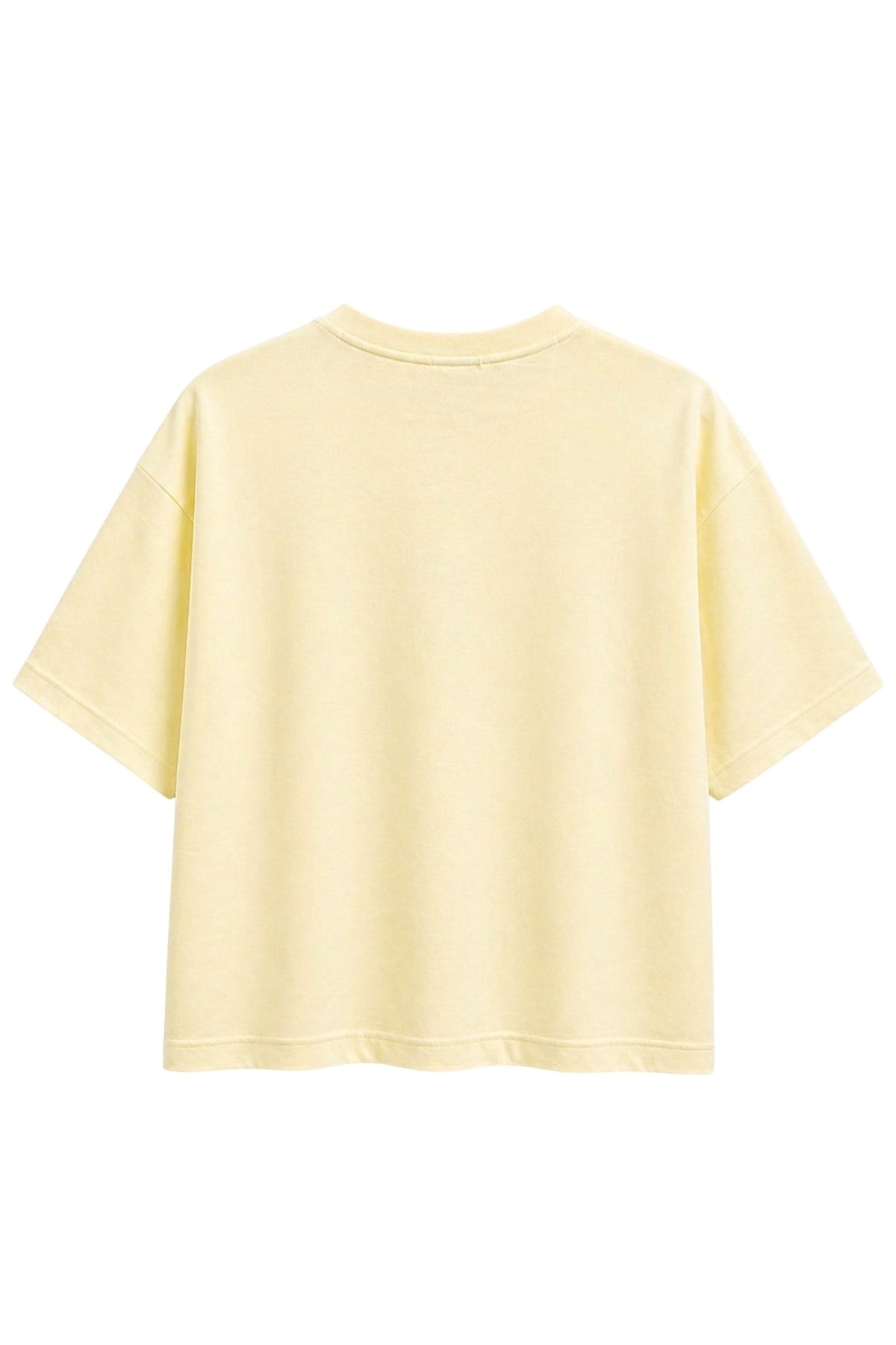 2101 Kadın Bisiklet Yaka Soft Oversize Basic T-Shirt Sarı