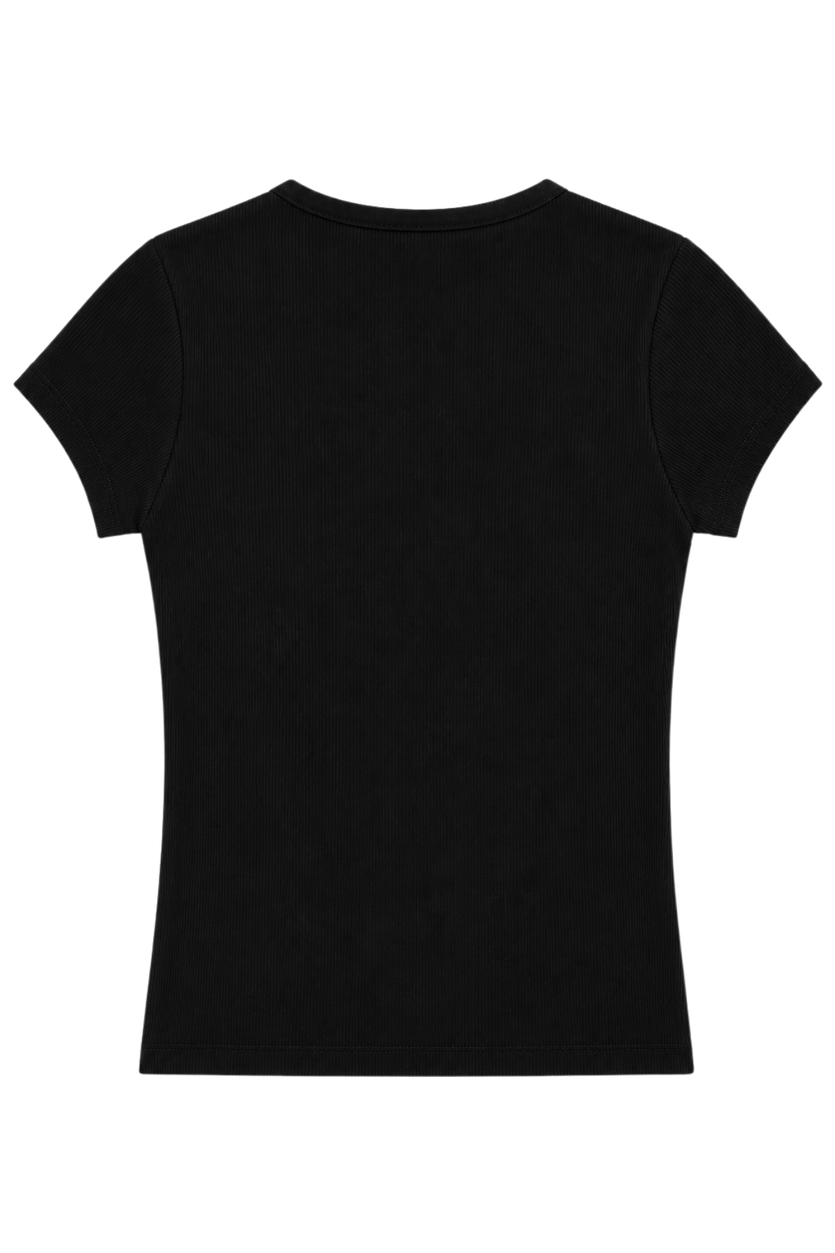 2121 Kadın %100 Pamuk Kaşkorse Düğme Detaylı T-Shirt Siyah