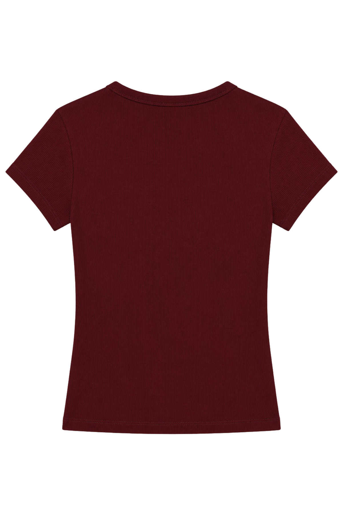 2121 Kadın %100 Pamuk Kaşkorse Düğme Detaylı T-Shirt Bordo