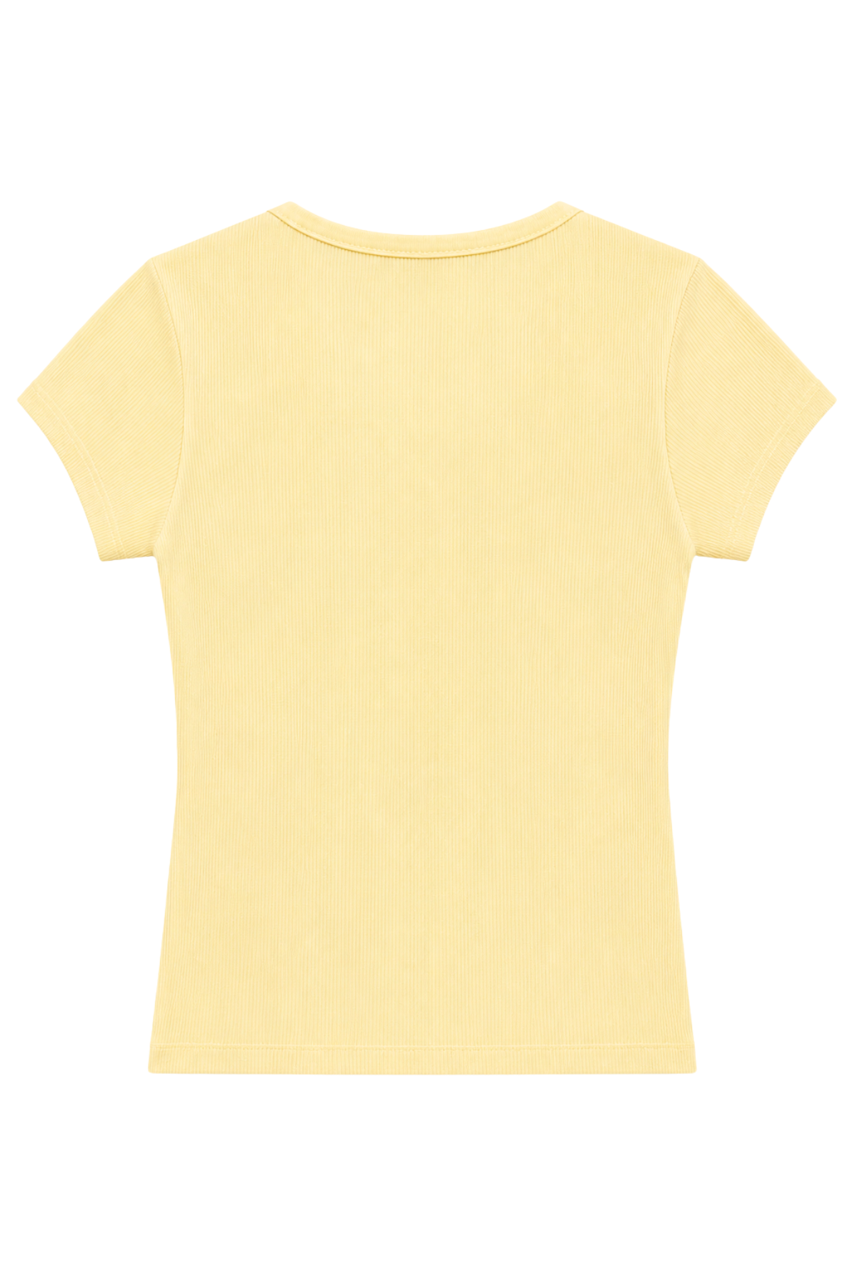 2121 Kadın %100 Pamuk Kaşkorse Düğme Detaylı T-Shirt Sarı