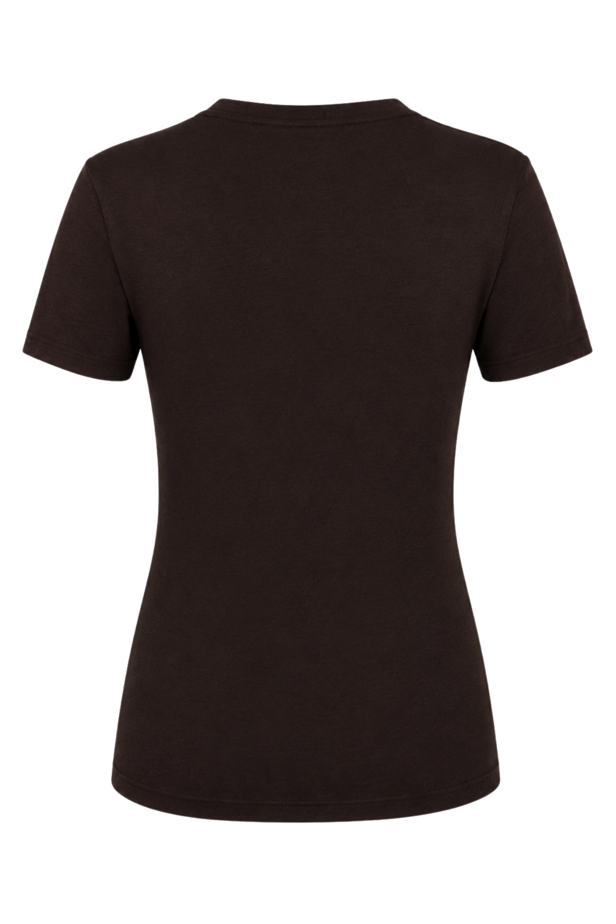 2122 Kadın V Yaka Basic Kısa Kollu T-Shirt Kahve