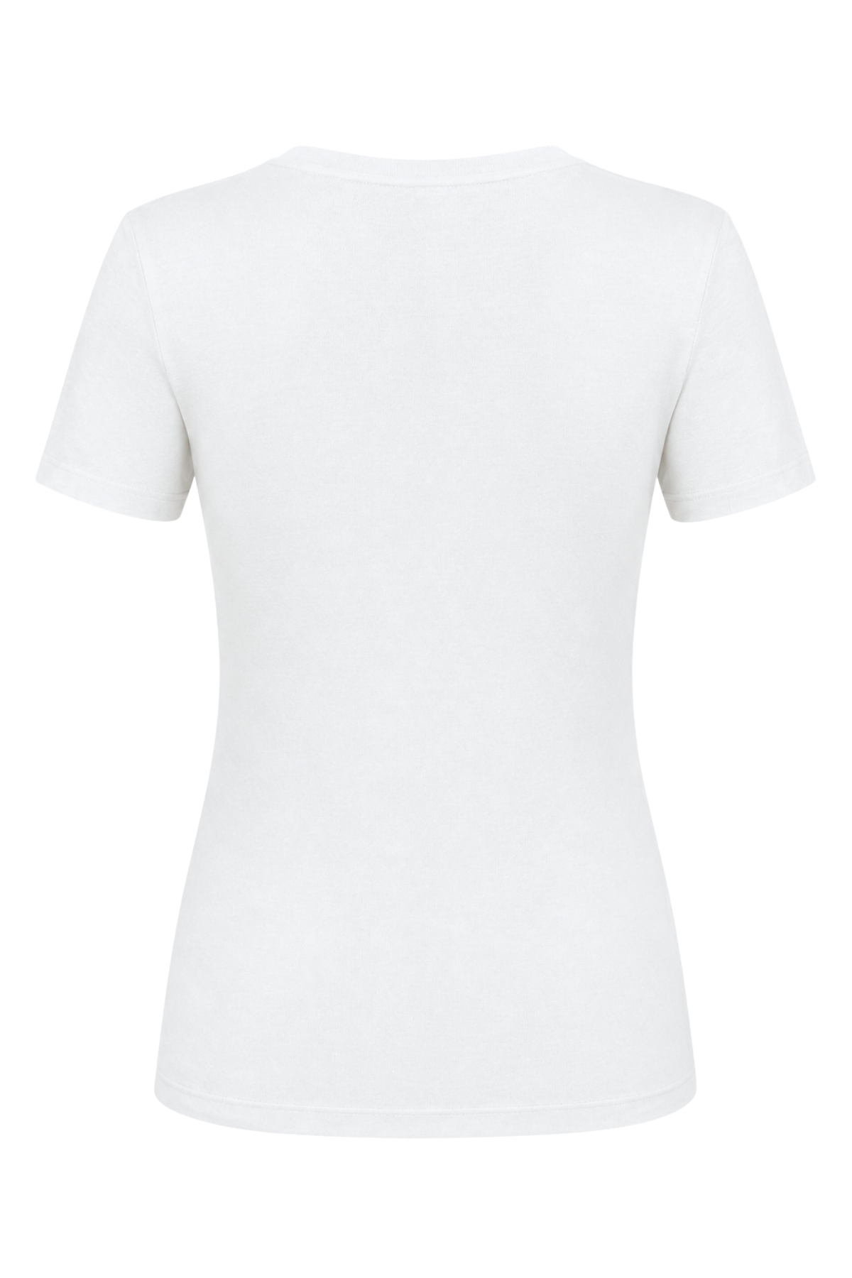 2122 Kadın V Yaka Basic Kısa Kollu T-Shirt Beyaz