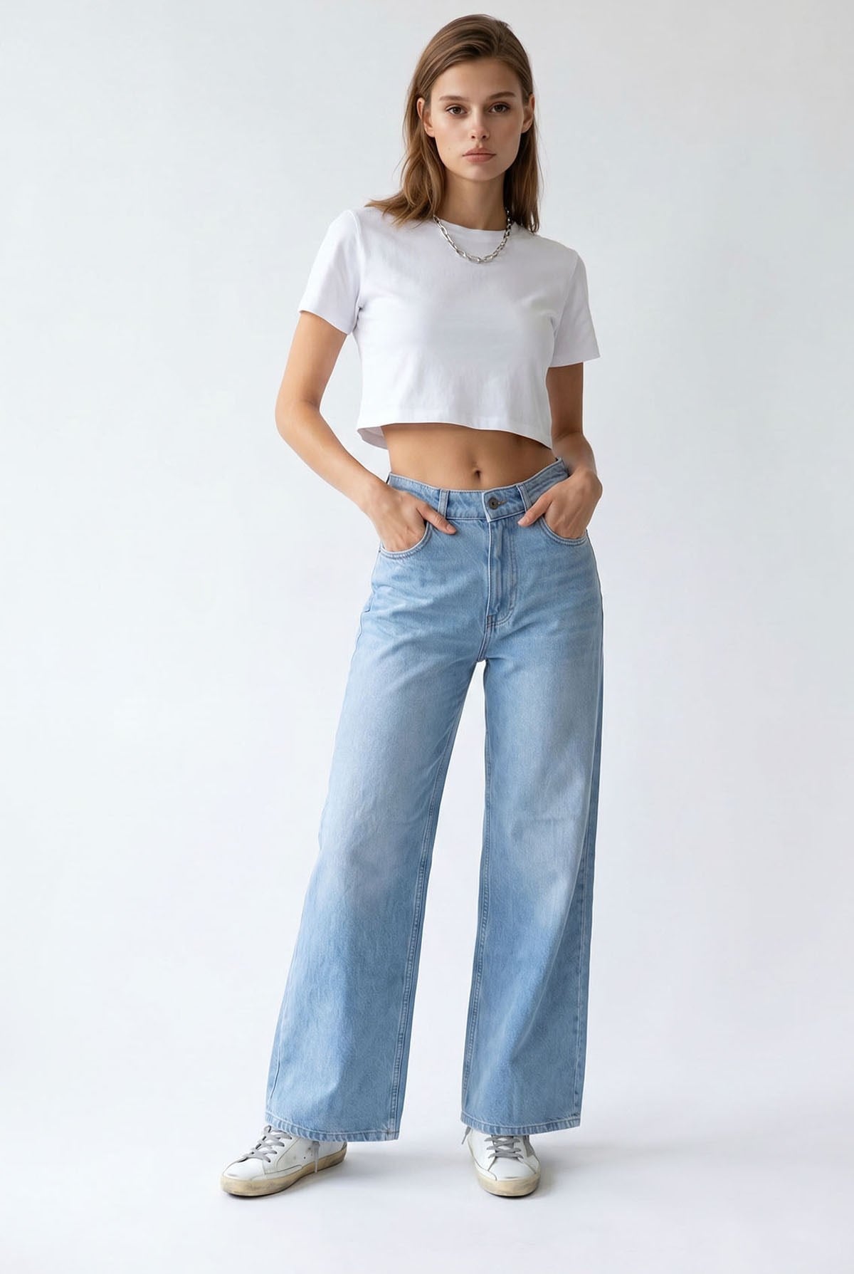 2164 Yüksek Bel Geniş Paça Barrel Denim Pantolon Mavi