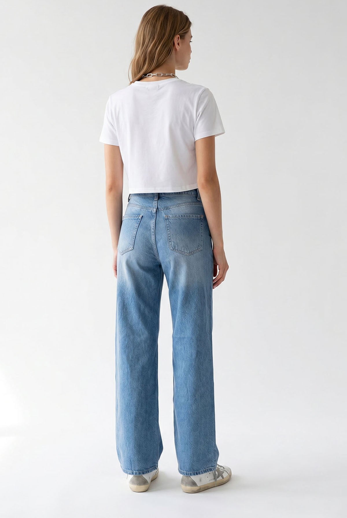 2164 Yüksek Bel Geniş Paça Barrel Denim Pantolon Mavi