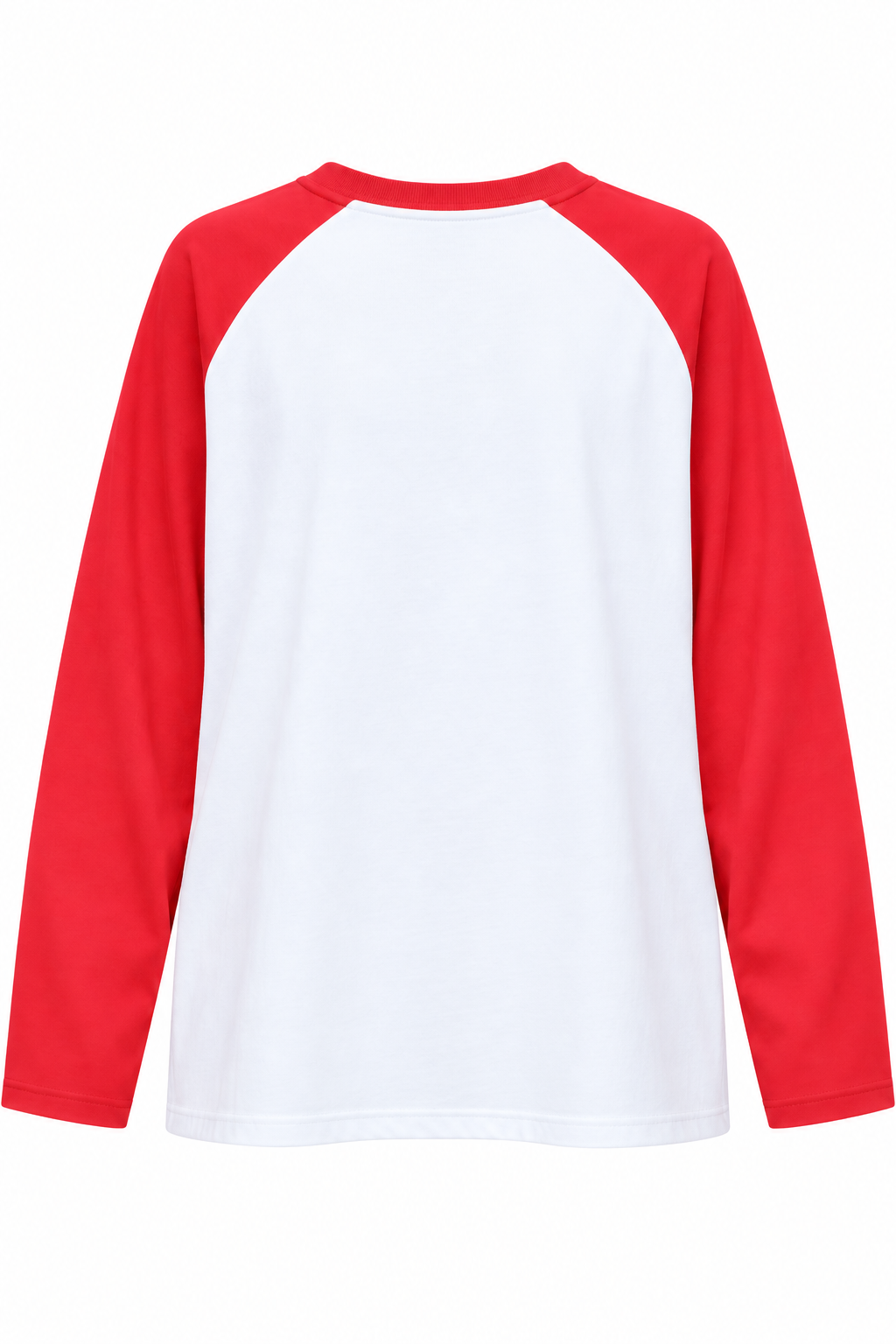 2242 Reglan Uzun Kollu Çift Renk Bisiklet Yaka T-Shirt Kırmızı