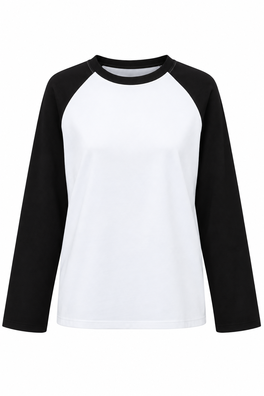 2242 Reglan Uzun Kollu Çift Renk Bisiklet Yaka T-Shirt Siyah