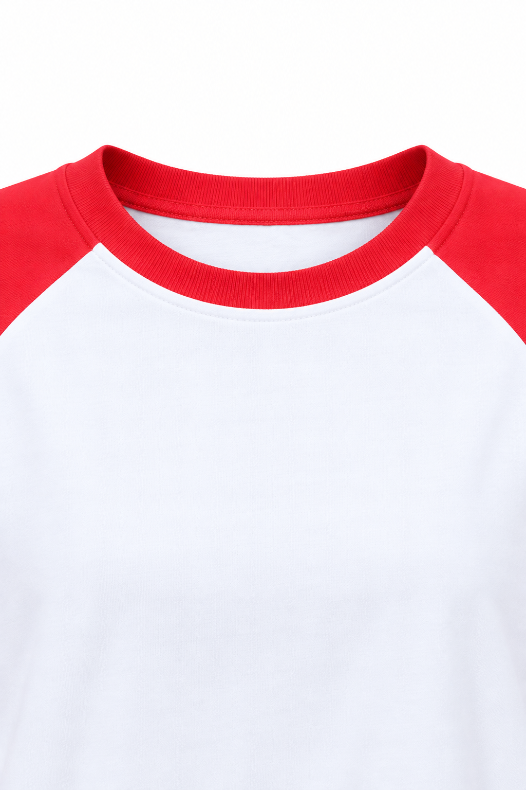 2242 Reglan Uzun Kollu Çift Renk Bisiklet Yaka T-Shirt Kırmızı