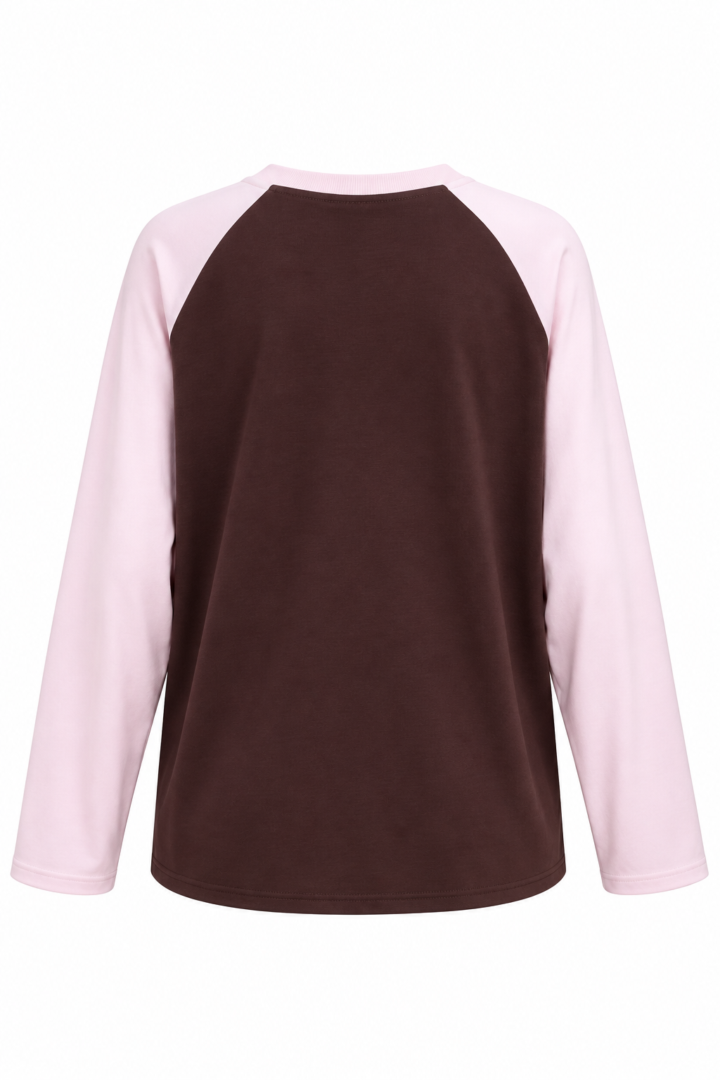 2242 Reglan Uzun Kollu Çift Renk Bisiklet Yaka T-Shirt Pembe