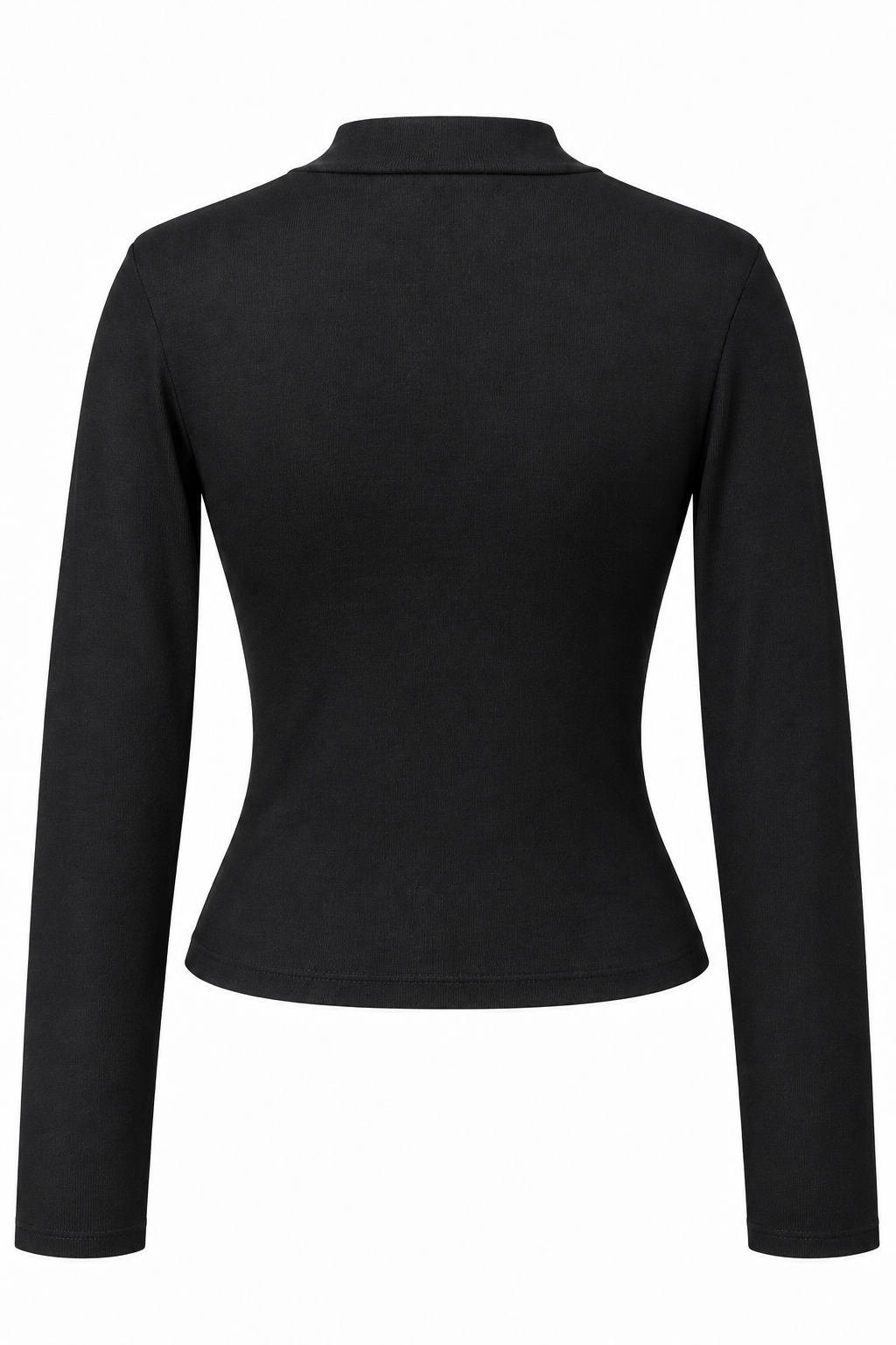 2243 Kadın Yarım Balıkçı Yaka Uzun Kollu Slim Fit Bluz Siyah