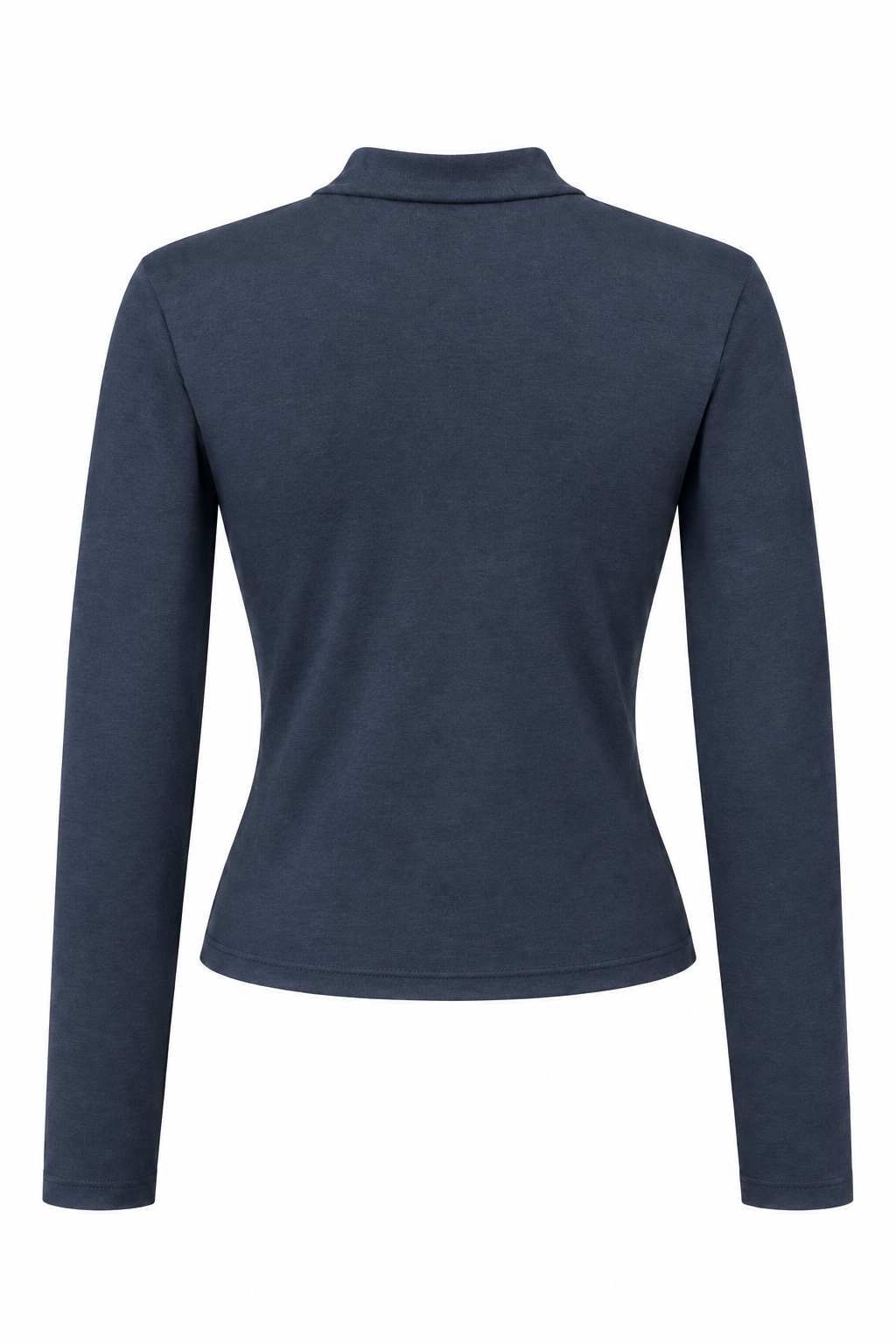 2243 Kadın Yarım Balıkçı Yaka Uzun Kollu Slim Fit Bluz Lacivert