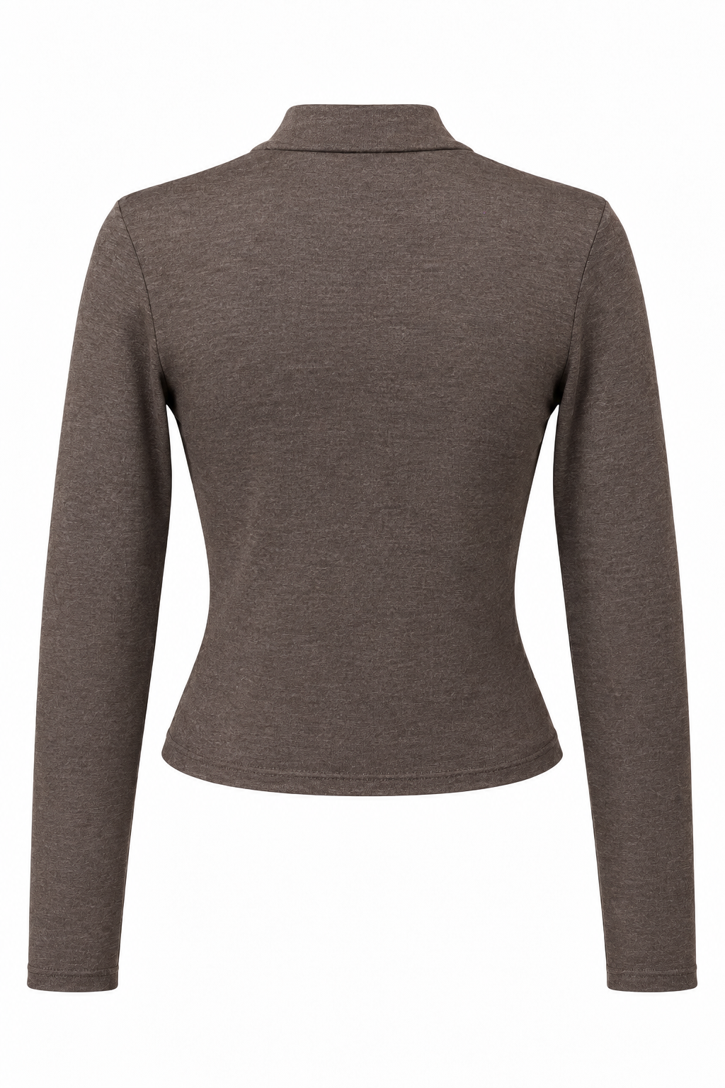 2243 Kadın Yarım Balıkçı Yaka Uzun Kollu Slim Fit Bluz Kahve