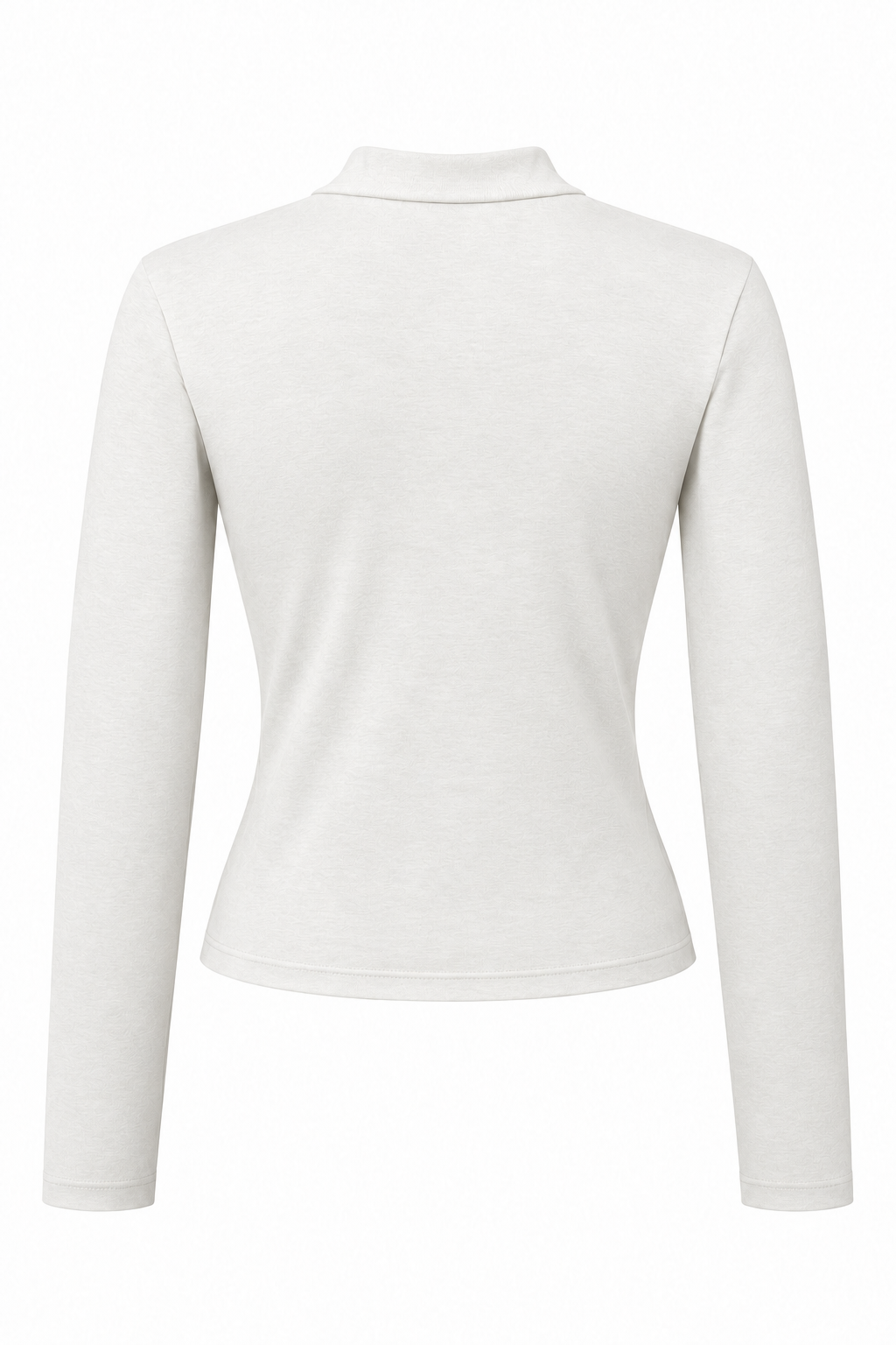 2243 Kadın Yarım Balıkçı Yaka Uzun Kollu Slim Fit Bluz Beyaz