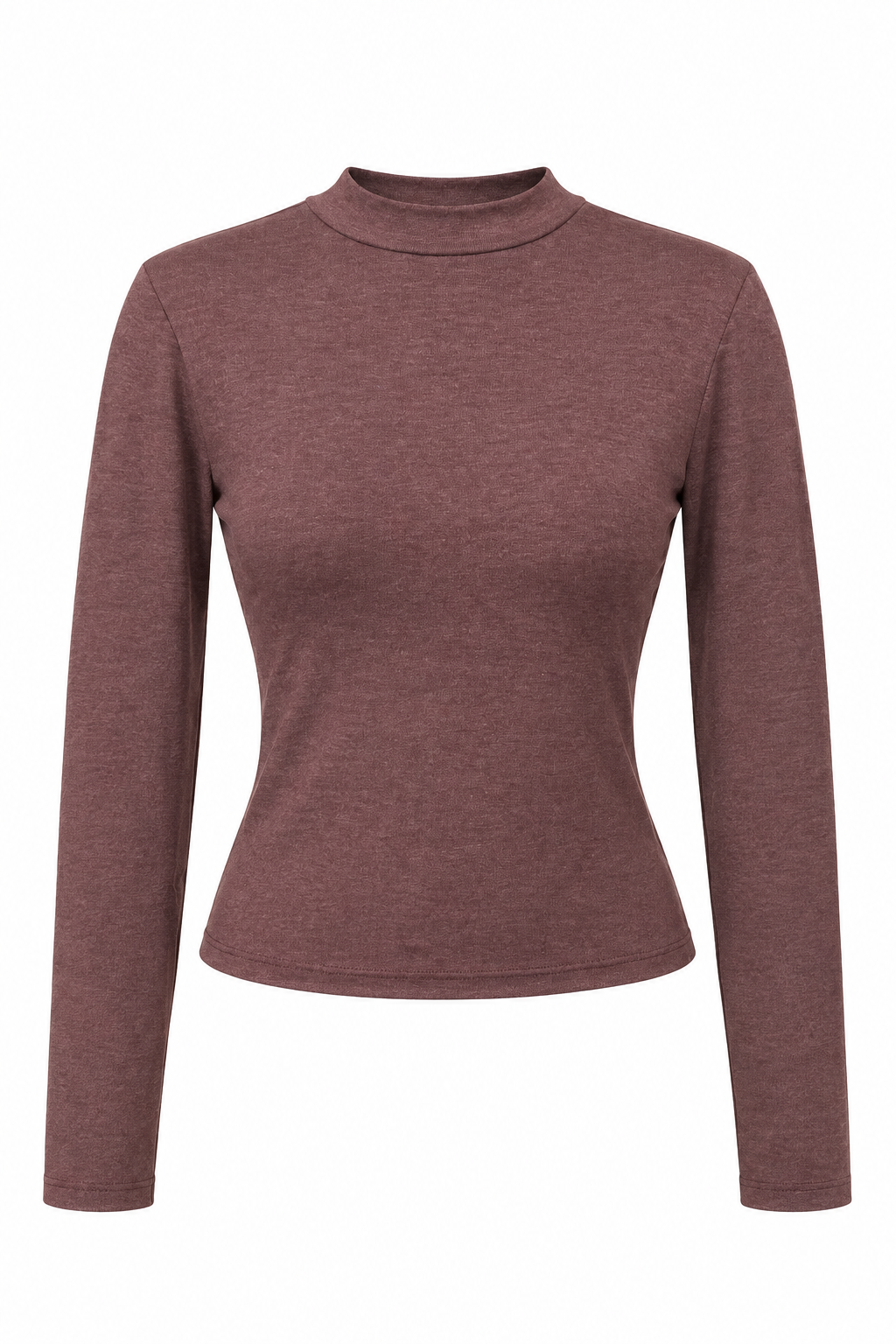 2243 Kadın Yarım Balıkçı Yaka Uzun Kollu Slim Fit Bluz Bordo