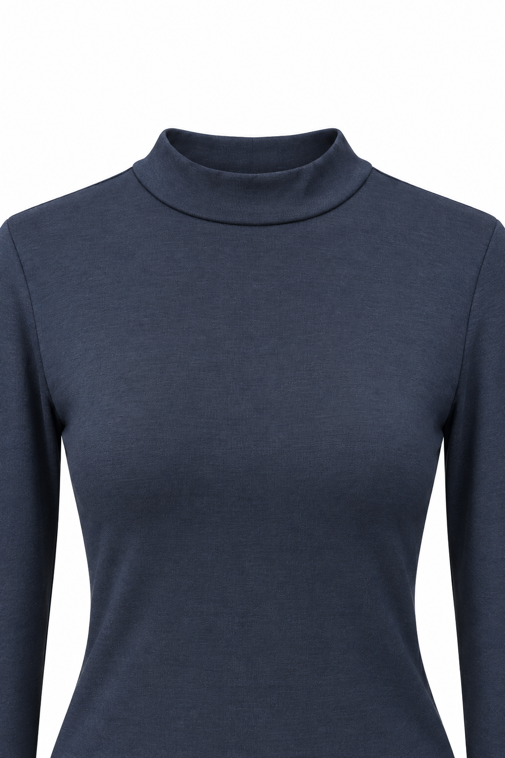 2243 Kadın Yarım Balıkçı Yaka Uzun Kollu Slim Fit Bluz Lacivert