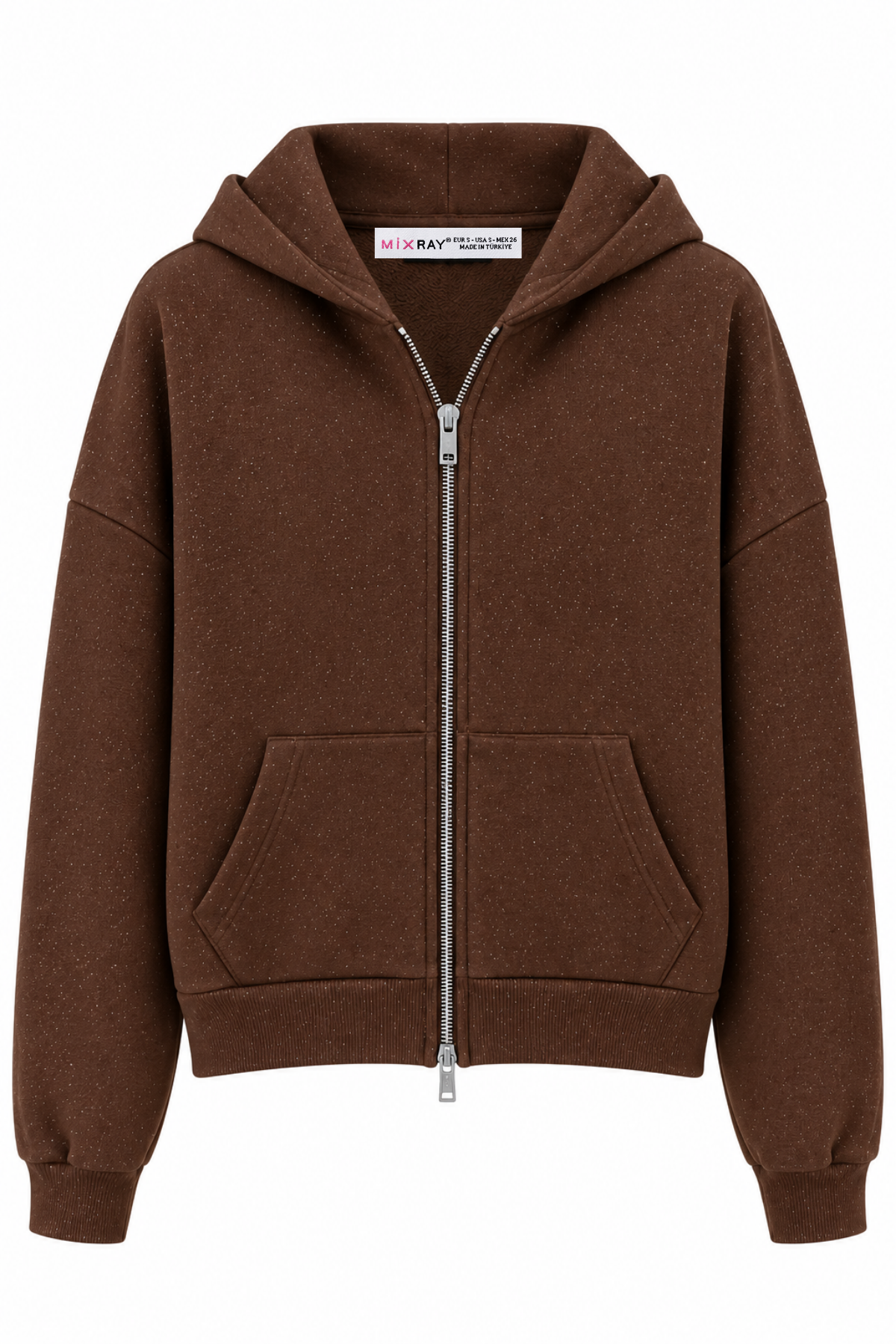 2253 Işıltılı Kapüşonlu 3 İplik Sweatshirt Kahve