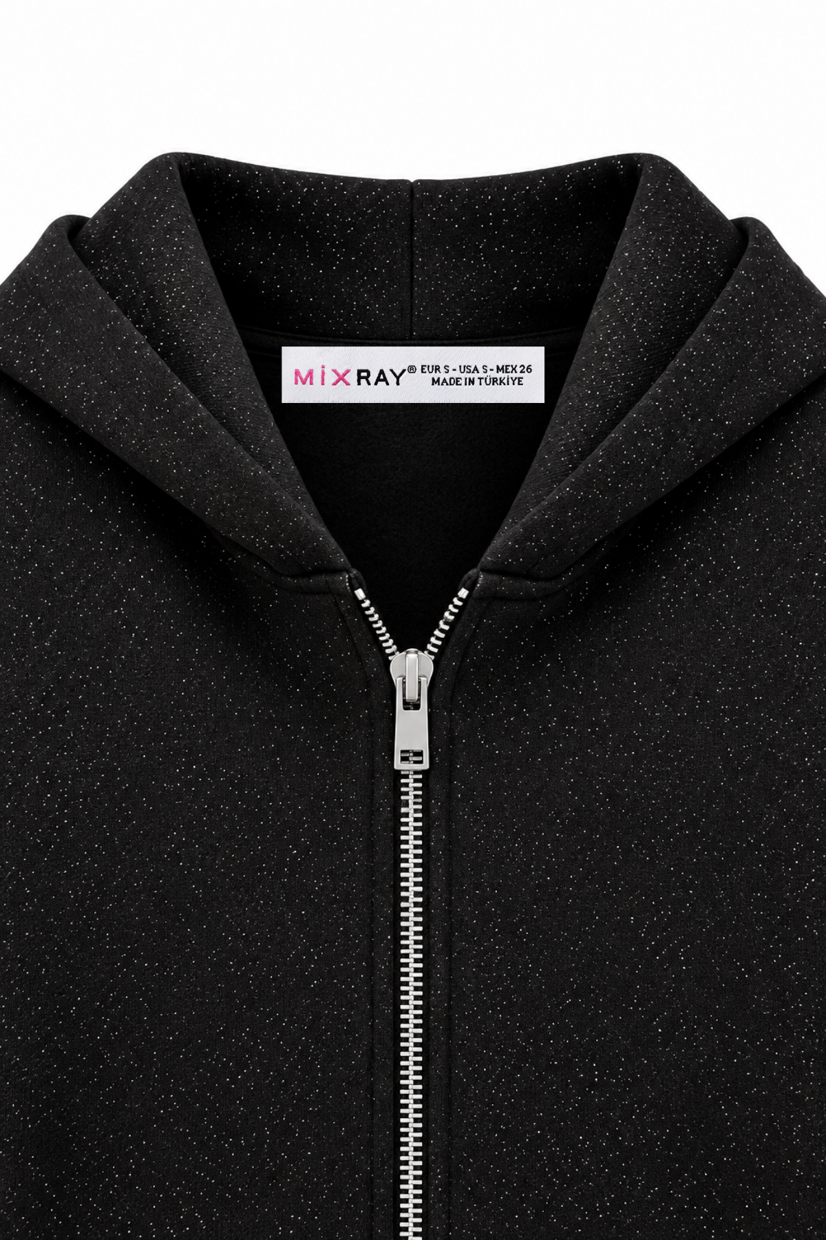 2253 Işıltılı Kapüşonlu 3 İplik Sweatshirt Siyah
