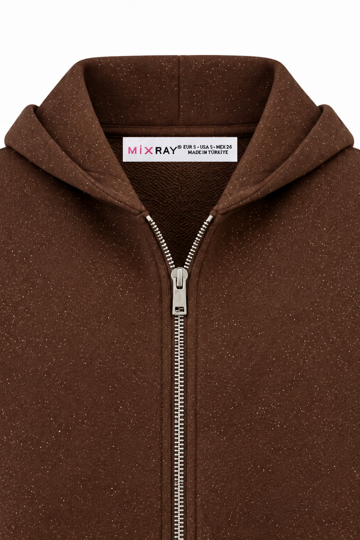 2253 Işıltılı Kapüşonlu 3 İplik Sweatshirt Kahve