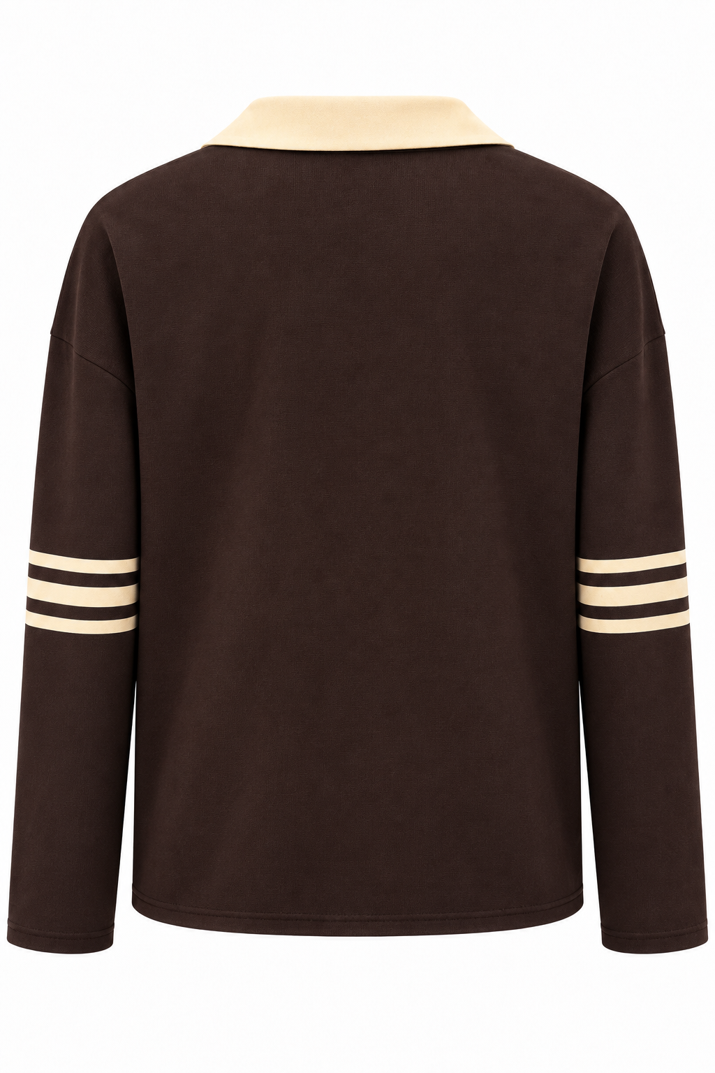 2257 Kadın 07 Baskılı Polo Yaka Oversize Sweatshirt Kahve
