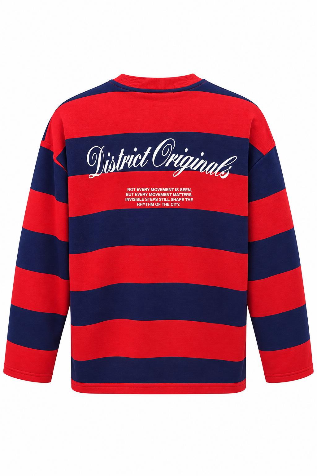 2260 Kadın Retro Çizgili District Originals Baskı Sweatshirt Lacivert