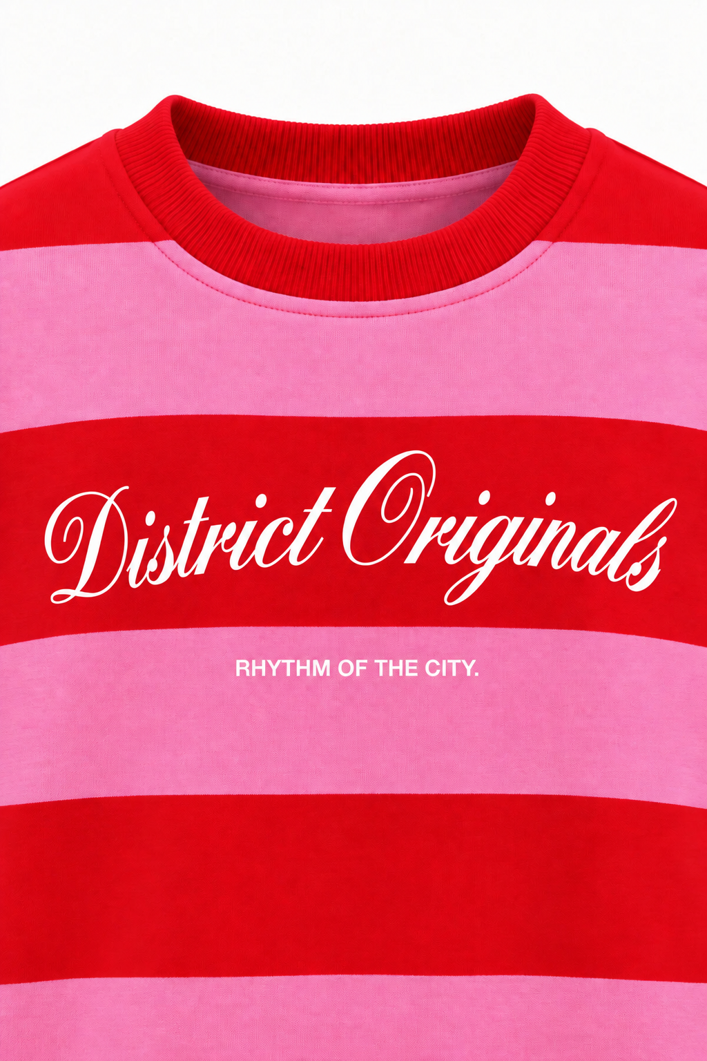 2260 Kadın Retro Çizgili District Originals Baskı Sweatshirt Pembe