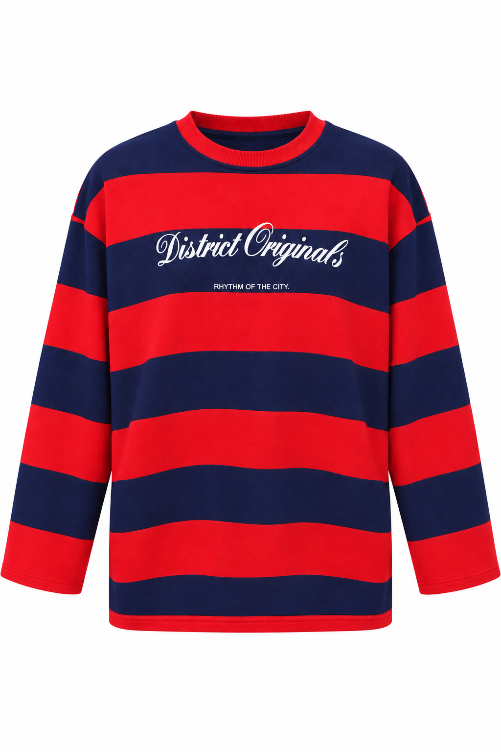 2260 Kadın Retro Çizgili District Originals Baskı Sweatshirt Lacivert
